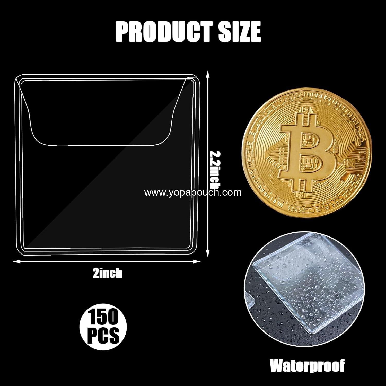 Wholesale 150Pcs Single Pocket Coin Flips Clear Coin Collectors Protectors Individual Plastic Sleeves for Jewelry Storage and Currency Collectors (2.2 x 2.2 Inch) Rectangular Supplier