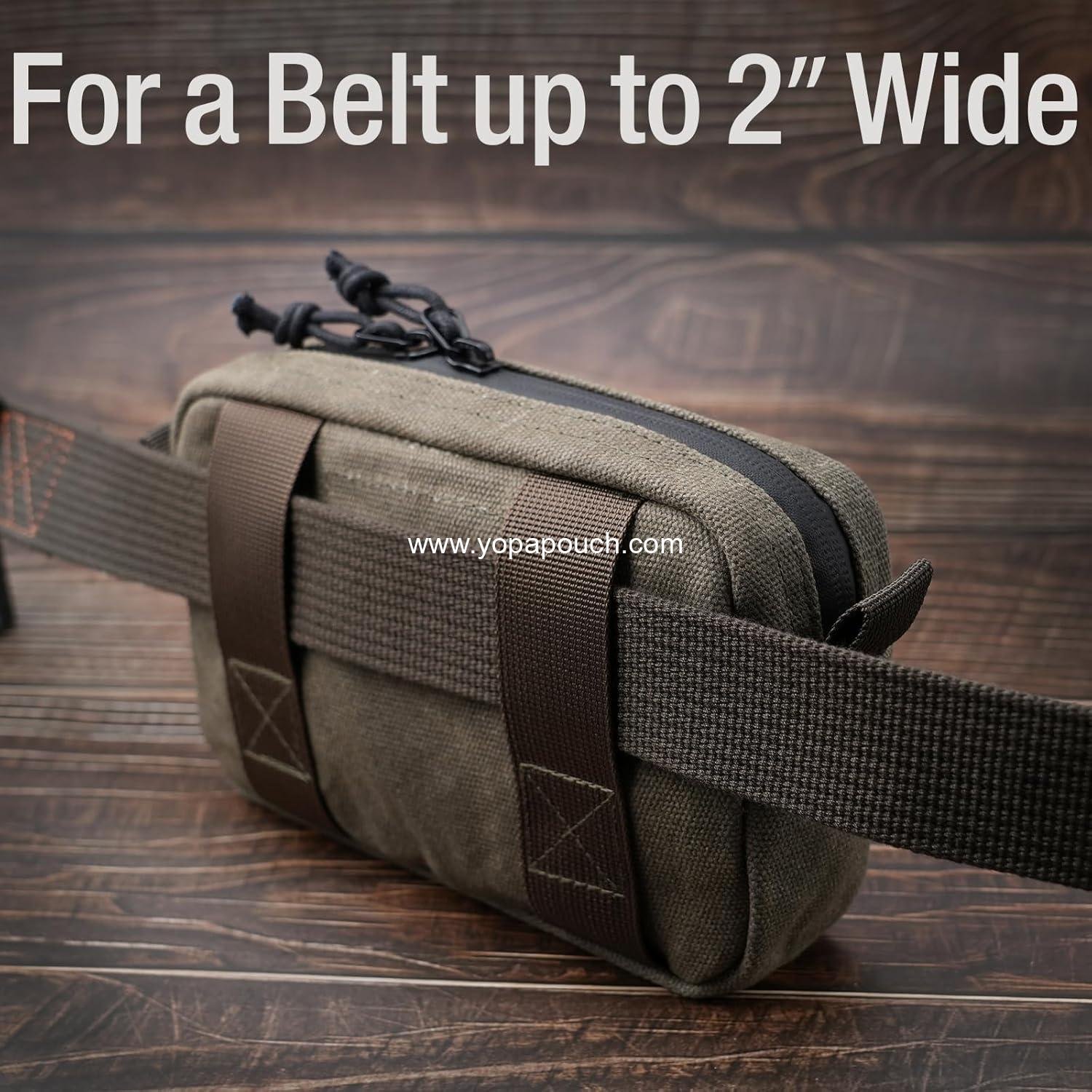 Wholesale EDC Tactical Waist Pack Pouch for Men and Women, YKK Zippers, Water Resistant Waxed Canvas, Olive, Size M, Supplier