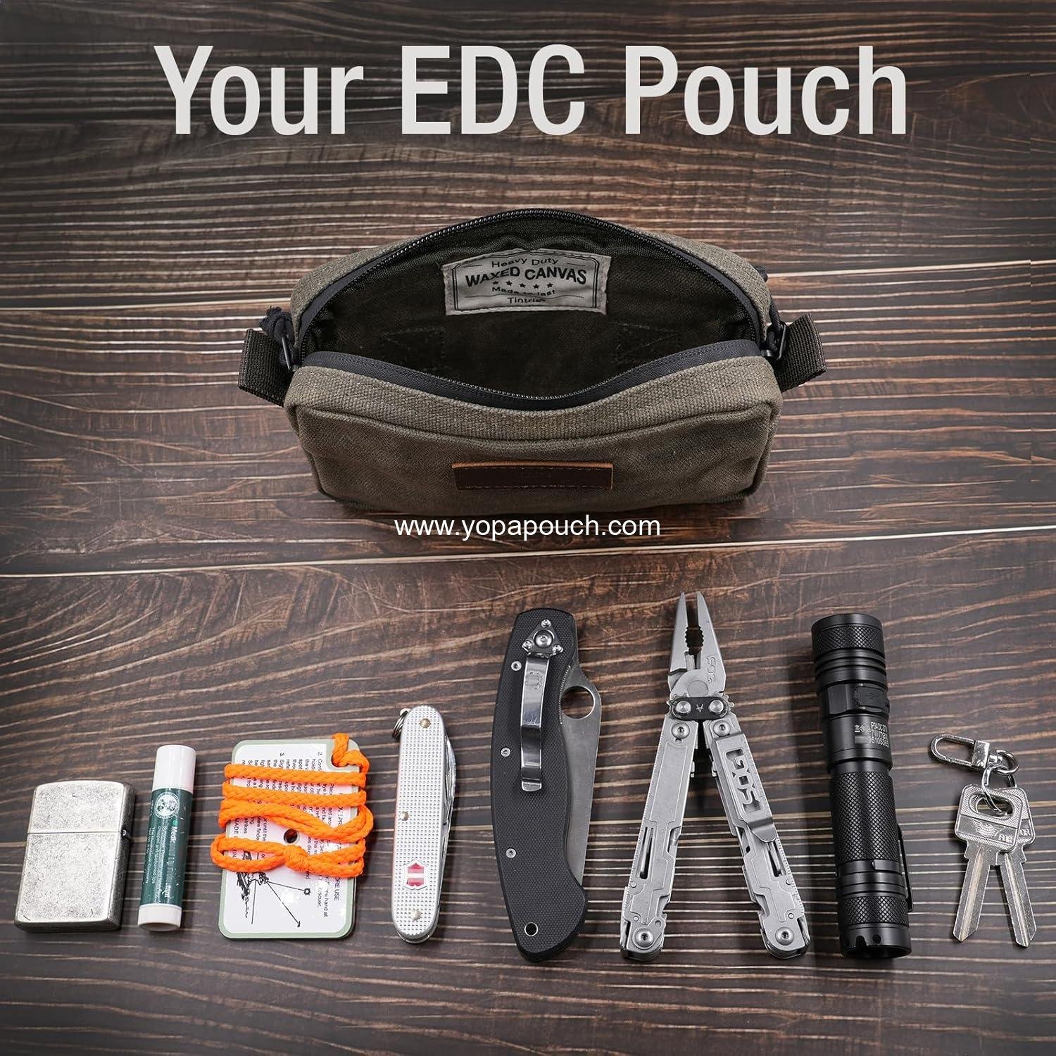 Wholesale EDC Tactical Waist Pack Pouch for Men and Women, YKK Zippers, Water Resistant Waxed Canvas, Olive, Size M, Supplier