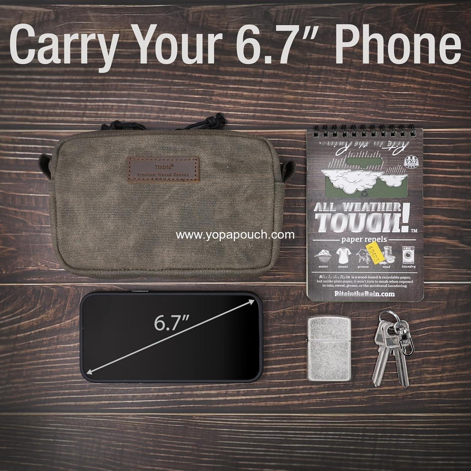 Wholesale EDC Tactical Waist Pack Pouch for Men and Women, YKK Zippers, Water Resistant Waxed Canvas, Olive, Size M, Supplier