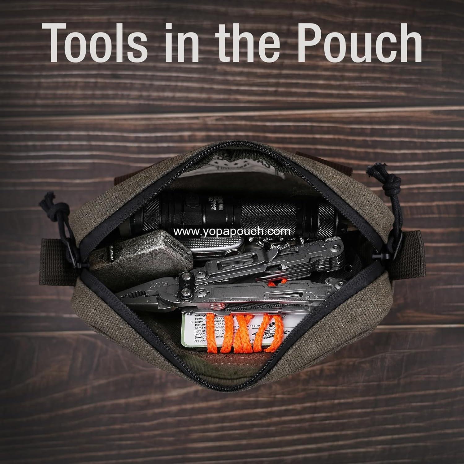 Wholesale EDC Tactical Waist Pack Pouch for Men and Women, YKK Zippers, Water Resistant Waxed Canvas, Olive, Size M, Supplier