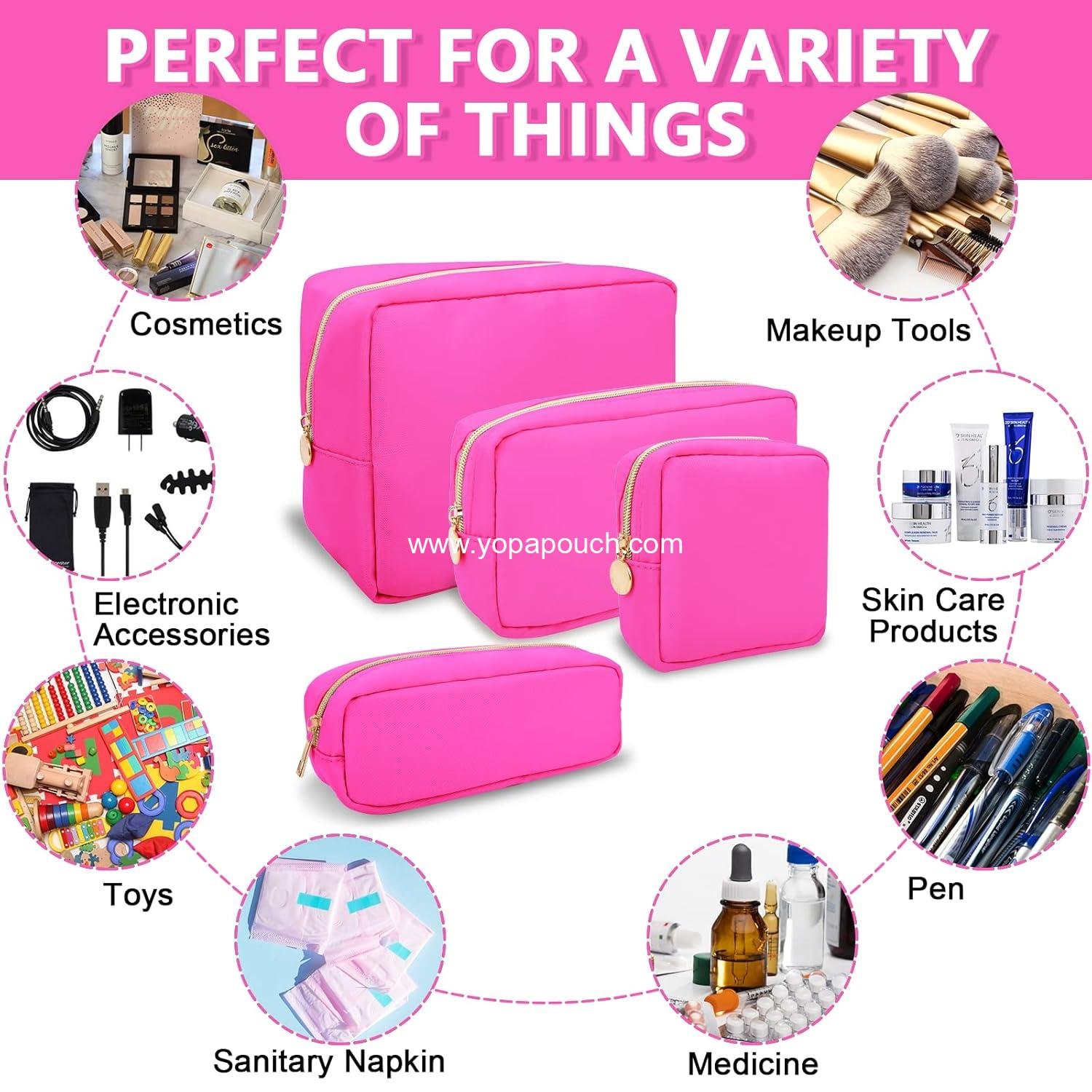 OEM Mini Makeup Pouch for Purse Small Cosmetic Bag Nylon Travel Toiletry Organizer for Women Girls Cute Zipper Coin Purse Preppy Storage Bag for School Work (Mini-Bubblegum) Supplier