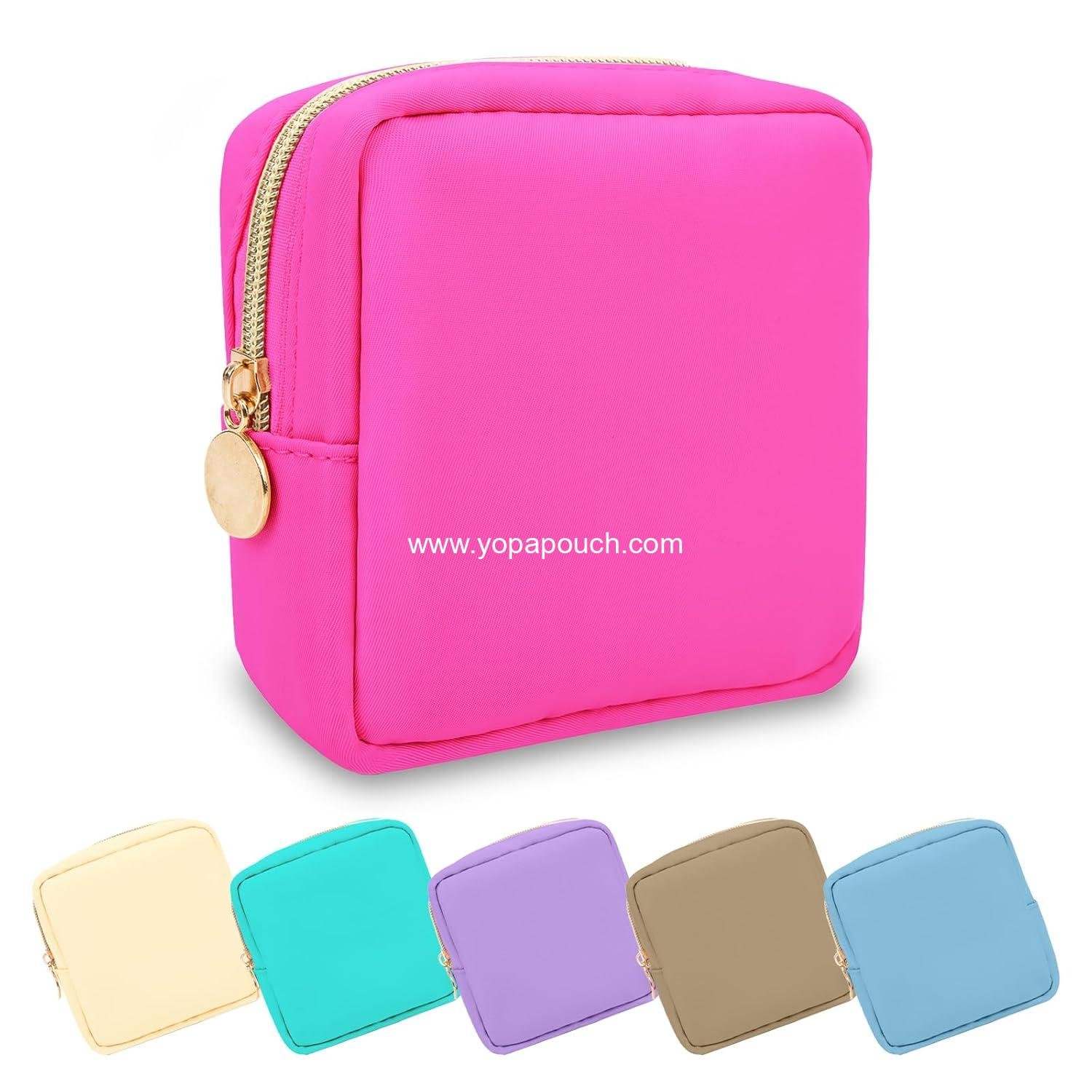 OEM Mini Makeup Pouch for Purse Small Cosmetic Bag Nylon Travel Toiletry Organizer for Women Girls Cute Zipper Coin Purse Preppy Storage Bag for School Work (Mini-Bubblegum) Supplier
