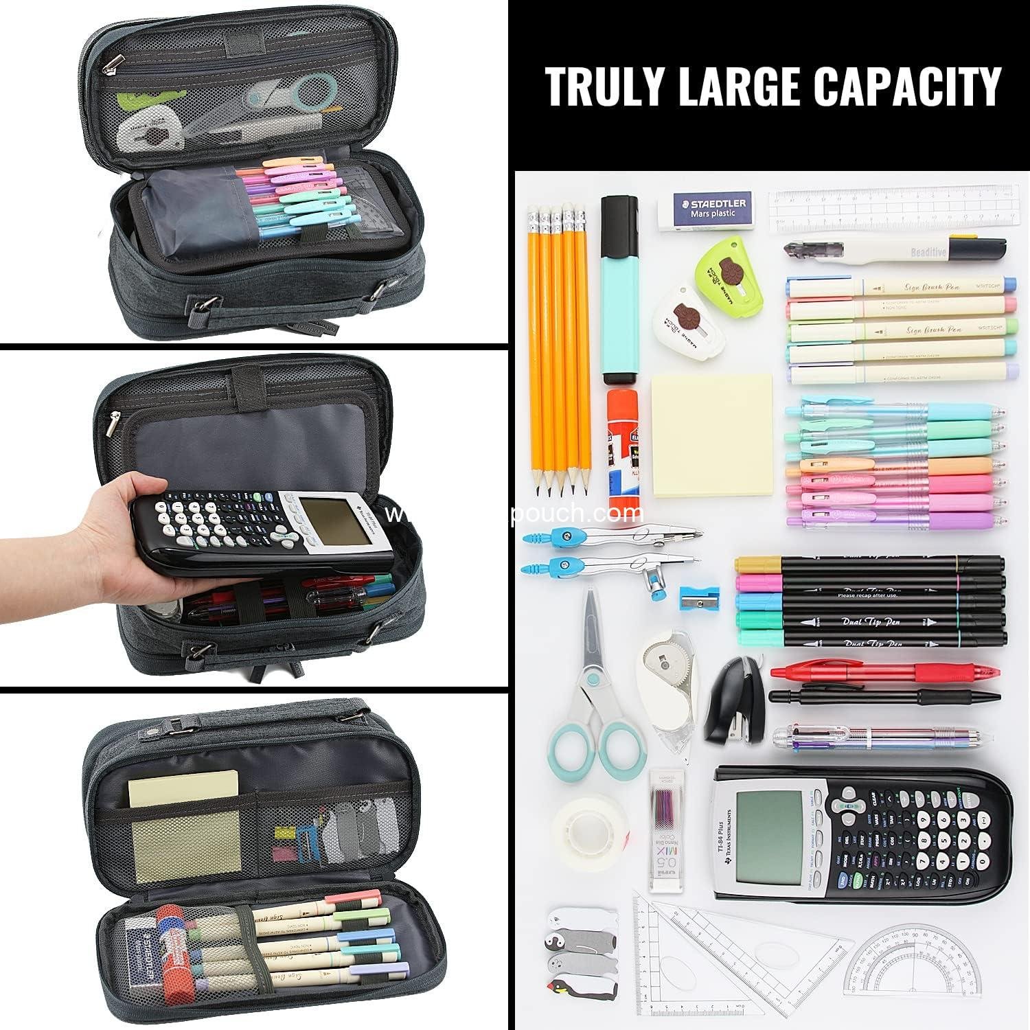 Wholesale Large Capacity Pencil Case Organizer - Double Zipper Storage Bag - Big Pencil Pouch for College, School, Office, Teen, Men, Women, Adults Supplier
