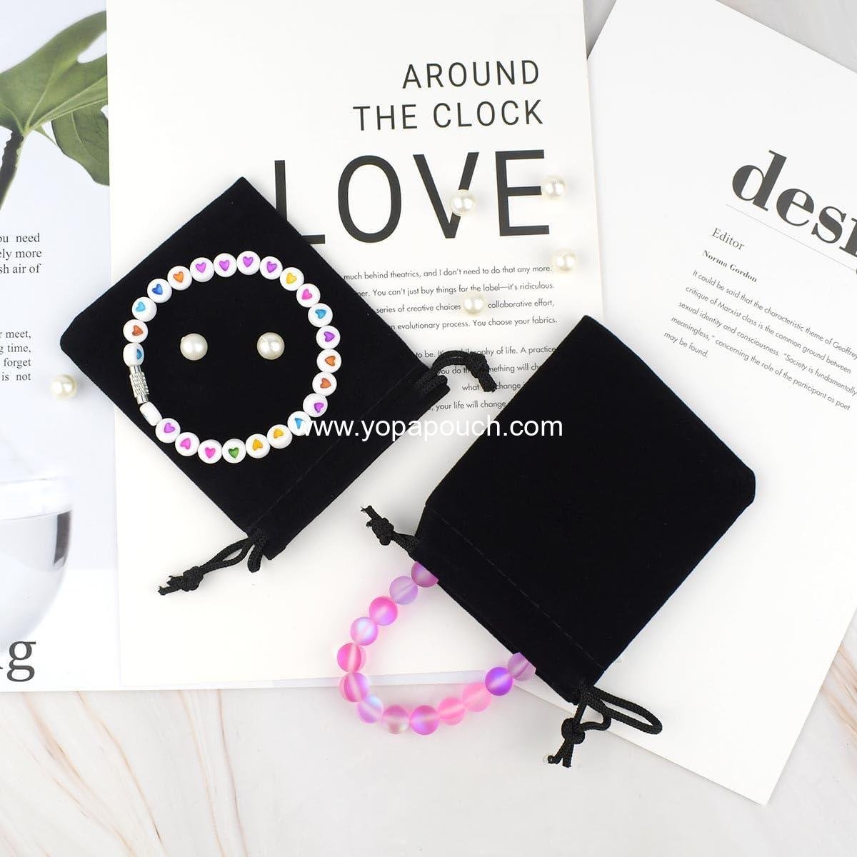Wholesale 10 Velvet Drawstring Jewelry Pouches - Gift Bags for Wedding Favors, Candy, Christmas - Small Black Cloth Bags - Supplier
