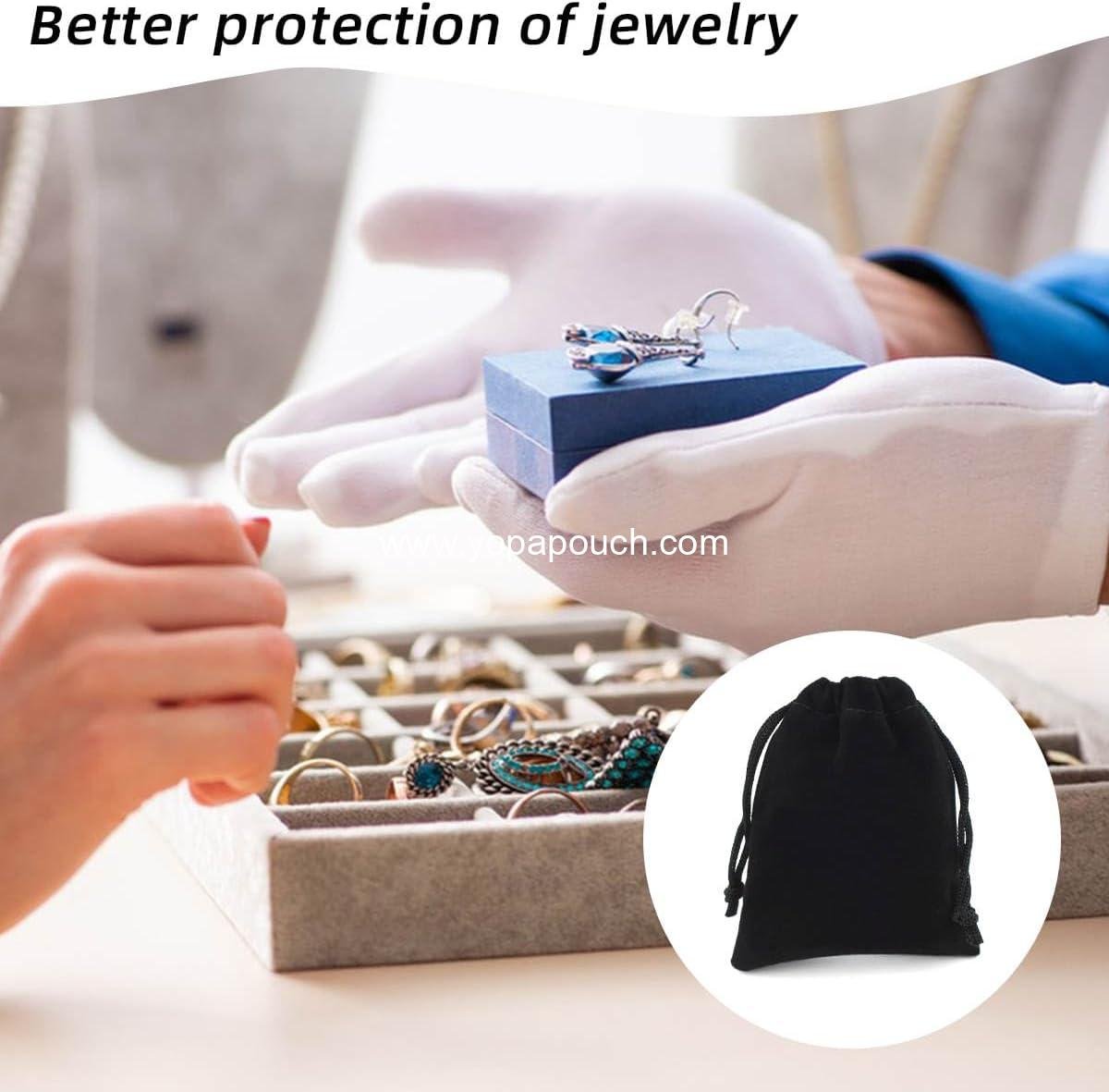 Wholesale 10 Velvet Drawstring Jewelry Pouches - Gift Bags for Wedding Favors, Candy, Christmas - Small Black Cloth Bags - Supplier