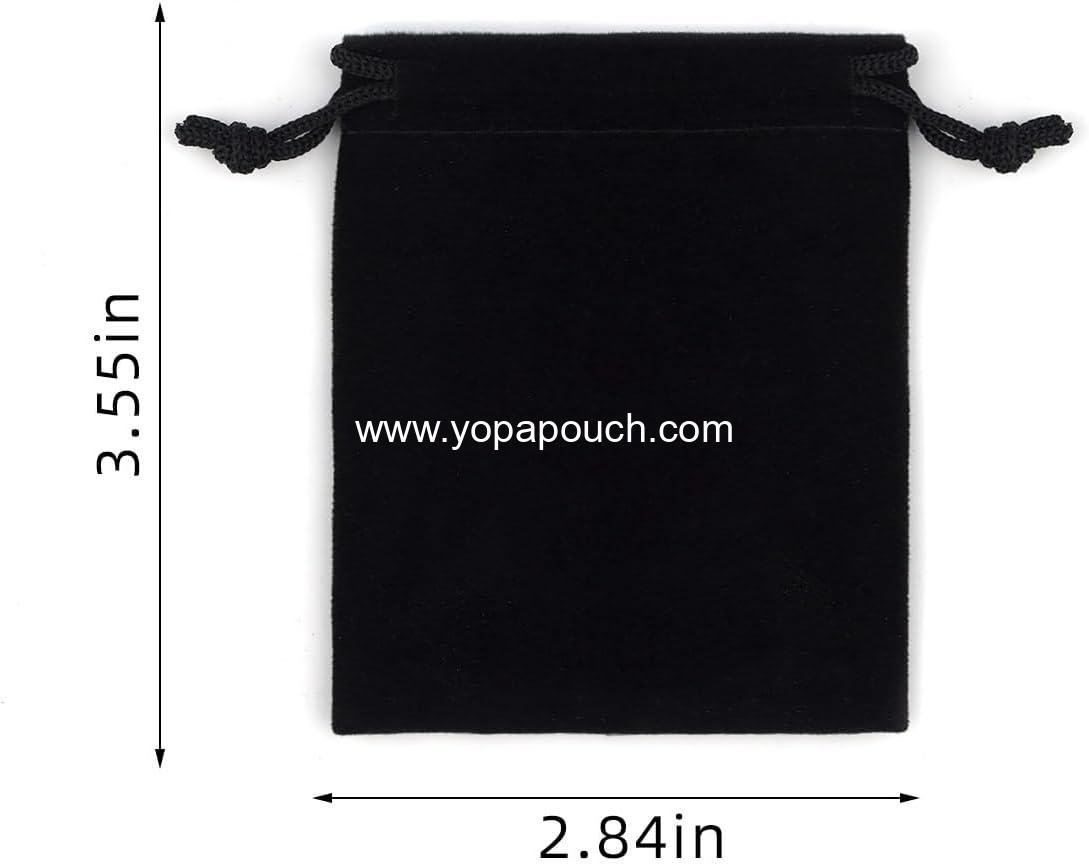 Wholesale 10 Velvet Drawstring Jewelry Pouches - Gift Bags for Wedding Favors, Candy, Christmas - Small Black Cloth Bags - Supplier