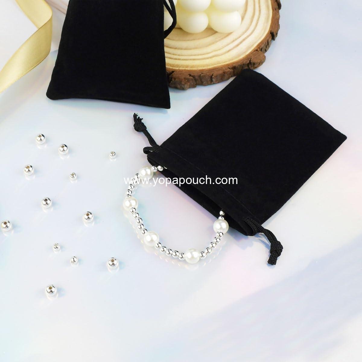 Wholesale 10 Velvet Drawstring Jewelry Pouches - Gift Bags for Wedding Favors, Candy, Christmas - Small Black Cloth Bags - Supplier