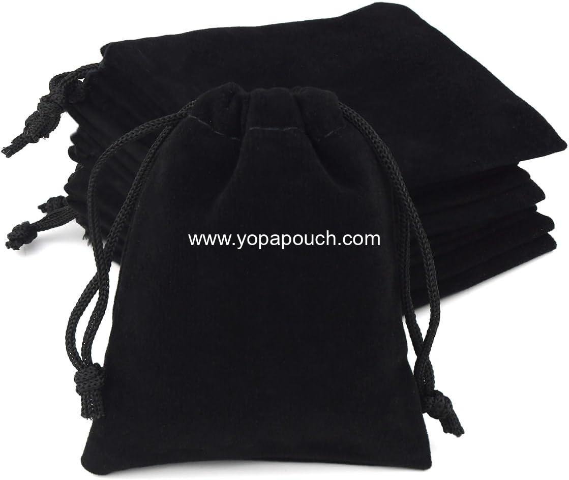 Wholesale 10 Velvet Drawstring Jewelry Pouches - Gift Bags for Wedding Favors, Candy, Christmas - Small Black Cloth Bags - Supplier