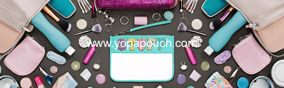 Wholesale Clear Makeup Letter Bag, Chenille Zip Pouch for Multi-purpose Use, Nylon Cosmetic Bag for Travel, Gym, Beach - Green-Stuff Supplier
