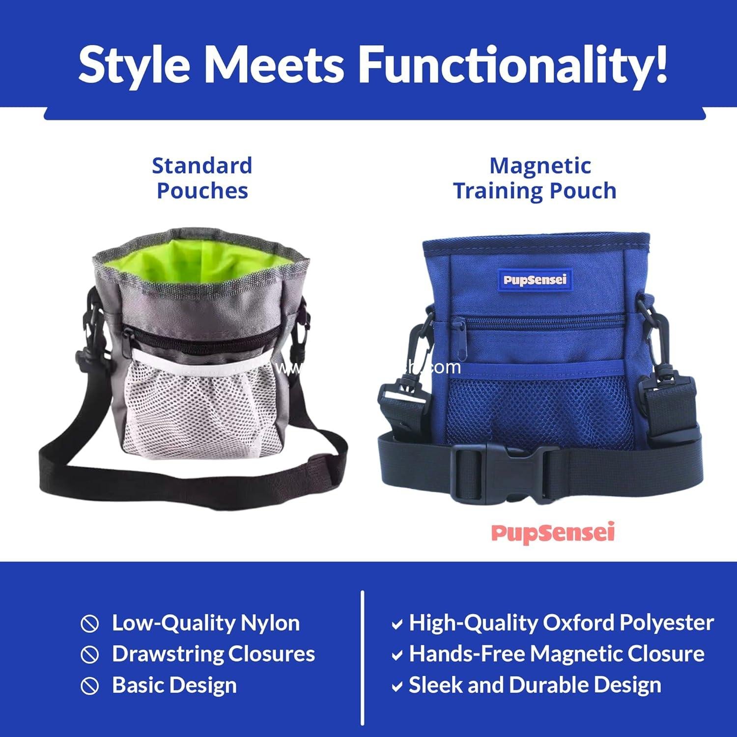 OEM Dog Treat Pouch, Durable Oxford Polyester with No-Spill Magnetic Closure, Pet Training Treat Pouches with Metal Clip, Adjustable Waist Belt, Poop Bag Dispenser (Navy Blue) - Supplier