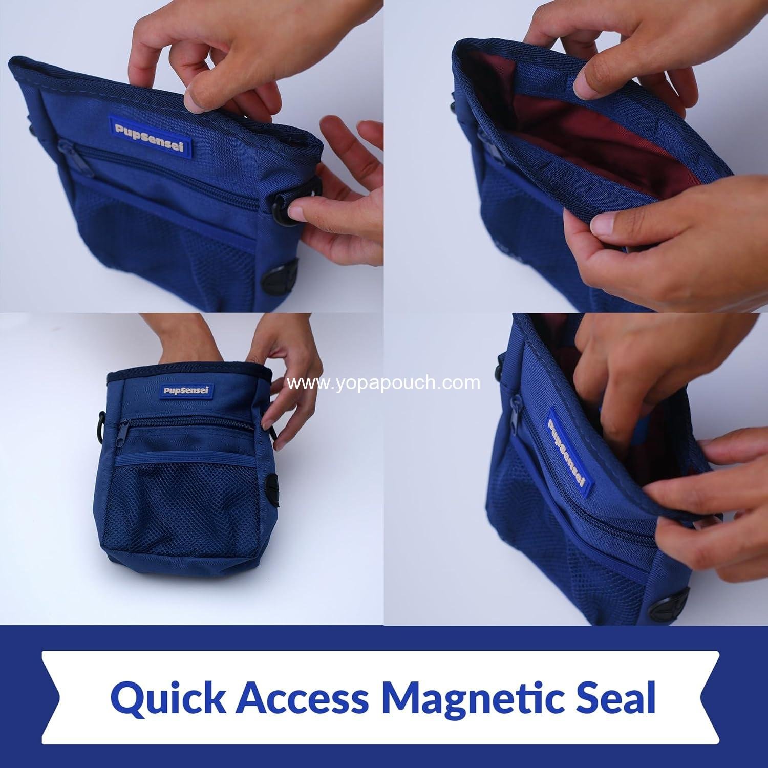 OEM Dog Treat Pouch, Durable Oxford Polyester with No-Spill Magnetic Closure, Pet Training Treat Pouches with Metal Clip, Adjustable Waist Belt, Poop Bag Dispenser (Navy Blue) - Supplier