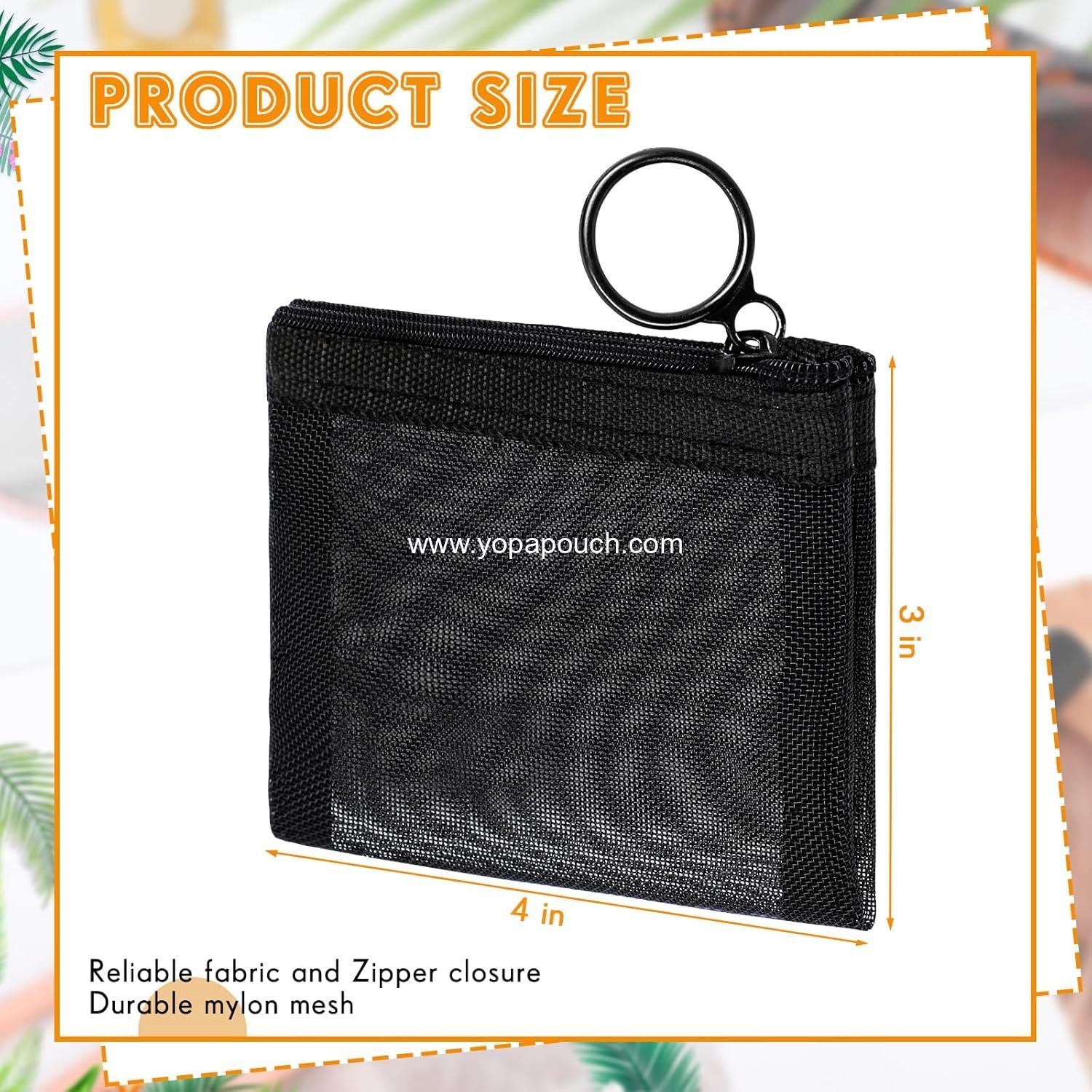 Wholesale 30 Mini Zipper Mesh Bags - Nylon Small Pouches for Travel, Home, Makeup, and Coin Storage (4 x 3 Inches, Black) - Supplier