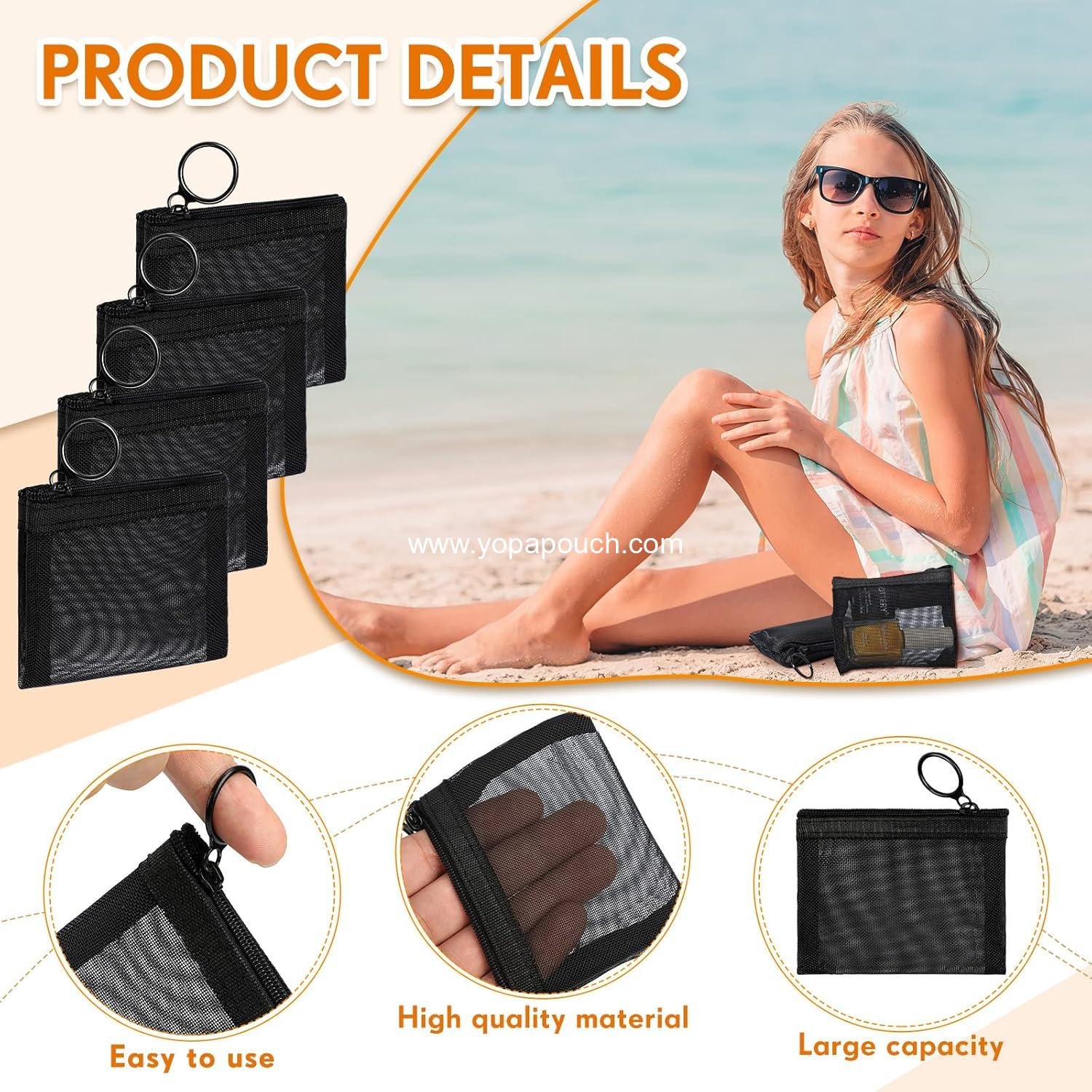 Wholesale 30 Mini Zipper Mesh Bags - Nylon Small Pouches for Travel, Home, Makeup, and Coin Storage (4 x 3 Inches, Black) - Supplier