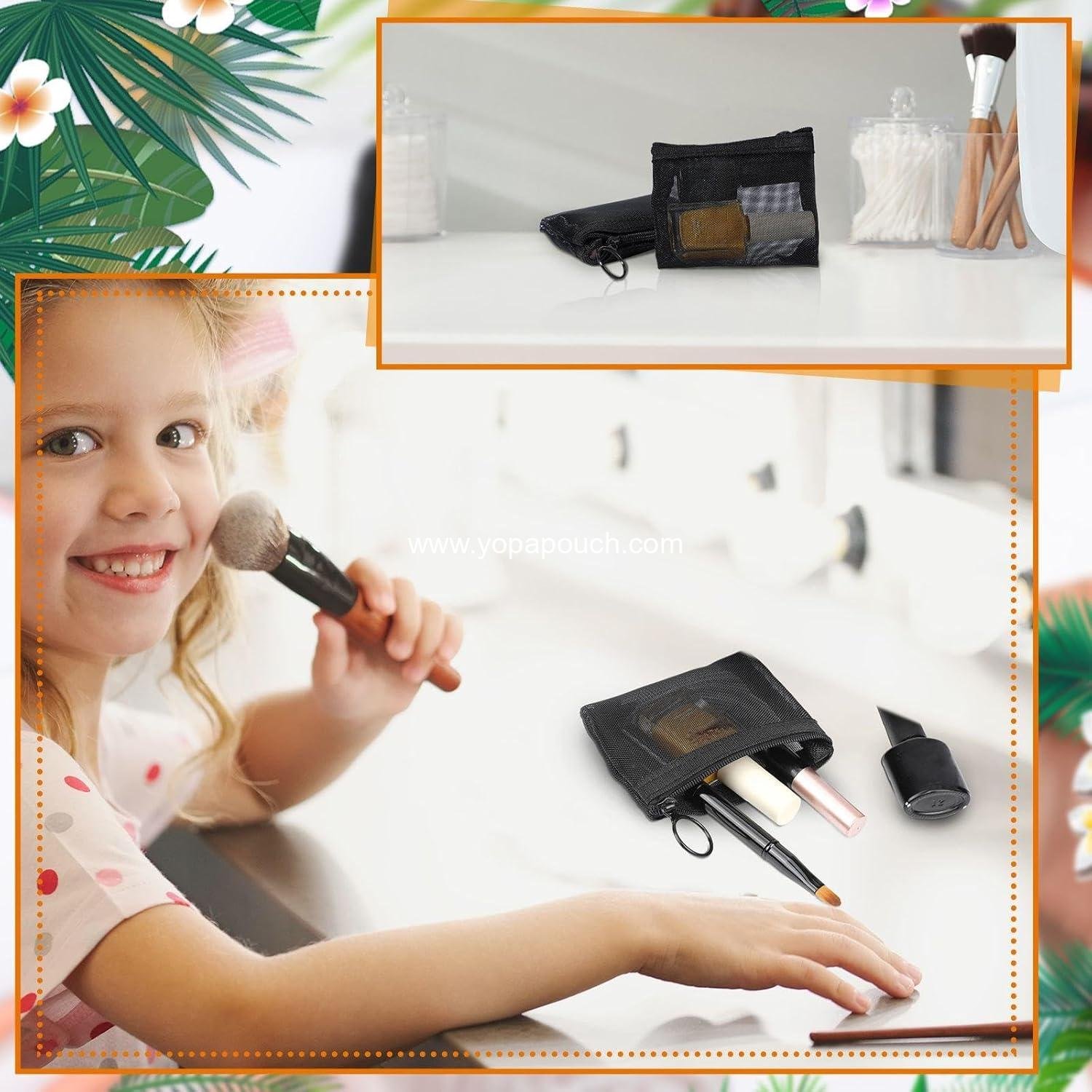 Wholesale 30 Mini Zipper Mesh Bags - Nylon Small Pouches for Travel, Home, Makeup, and Coin Storage (4 x 3 Inches, Black) - Supplier