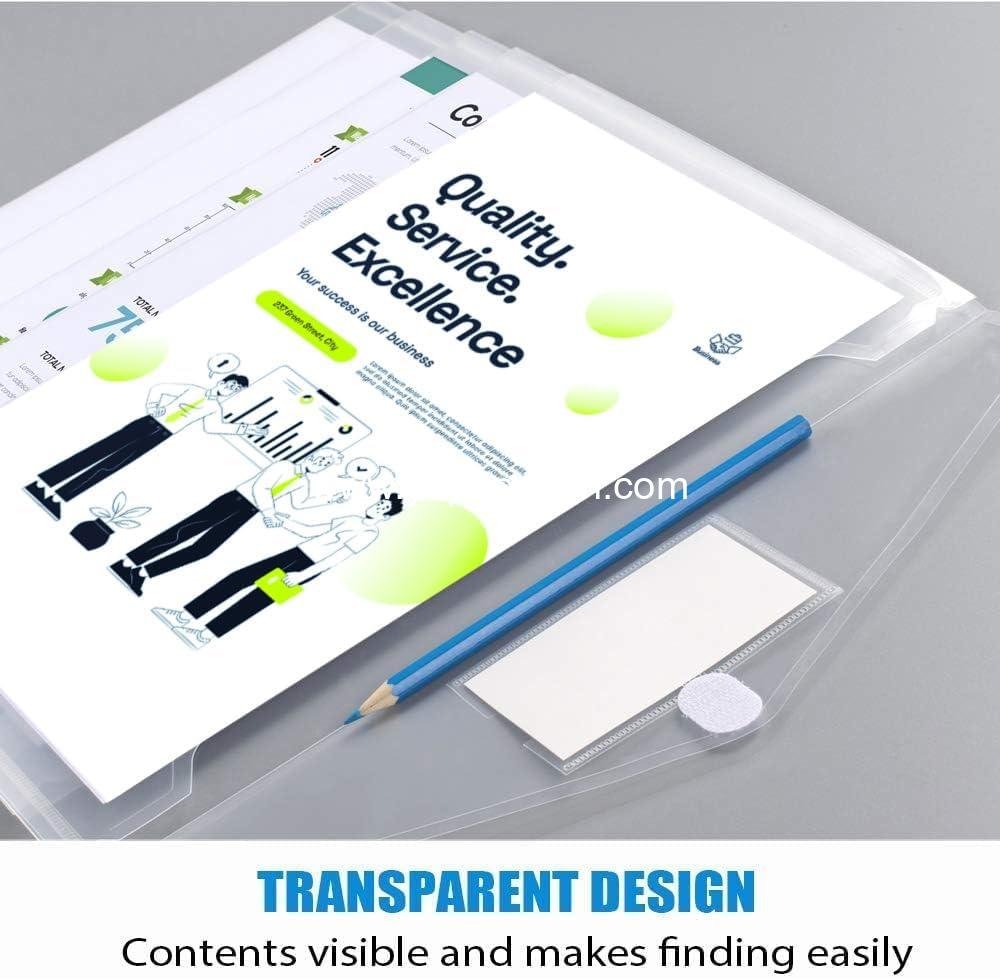 Wholesale 10 Pack Plastic Envelopes File Folders, Clear Document Holders for A4 and US Letter Size with Label Pockets for School, Home, Work, Office Organizer - Supplier