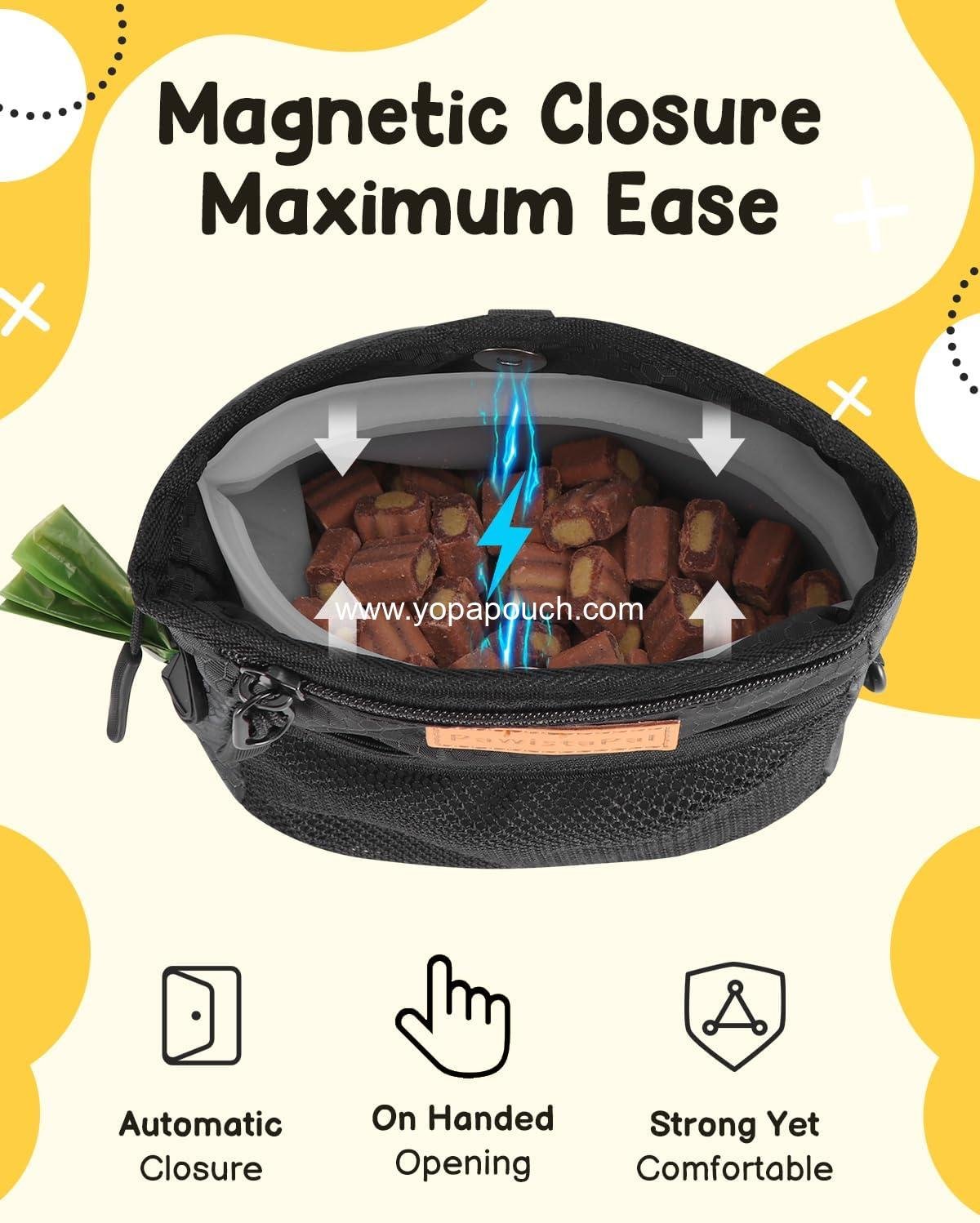 Wholesale Dog Treat Pouches for Pet Training, 2-Cup Bag with Silicone Liner, Magnetic Closure, Built-in Poop Dispenser, Waist Belt Clip, 3-Way Wear for Puppy Training and Daily Walks Supplier