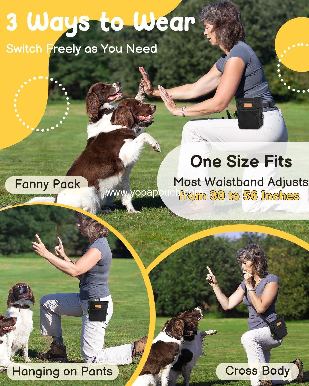Wholesale Dog Treat Pouches for Pet Training, 2-Cup Bag with Silicone Liner, Magnetic Closure, Built-in Poop Dispenser, Waist Belt Clip, 3-Way Wear for Puppy Training and Daily Walks Supplier