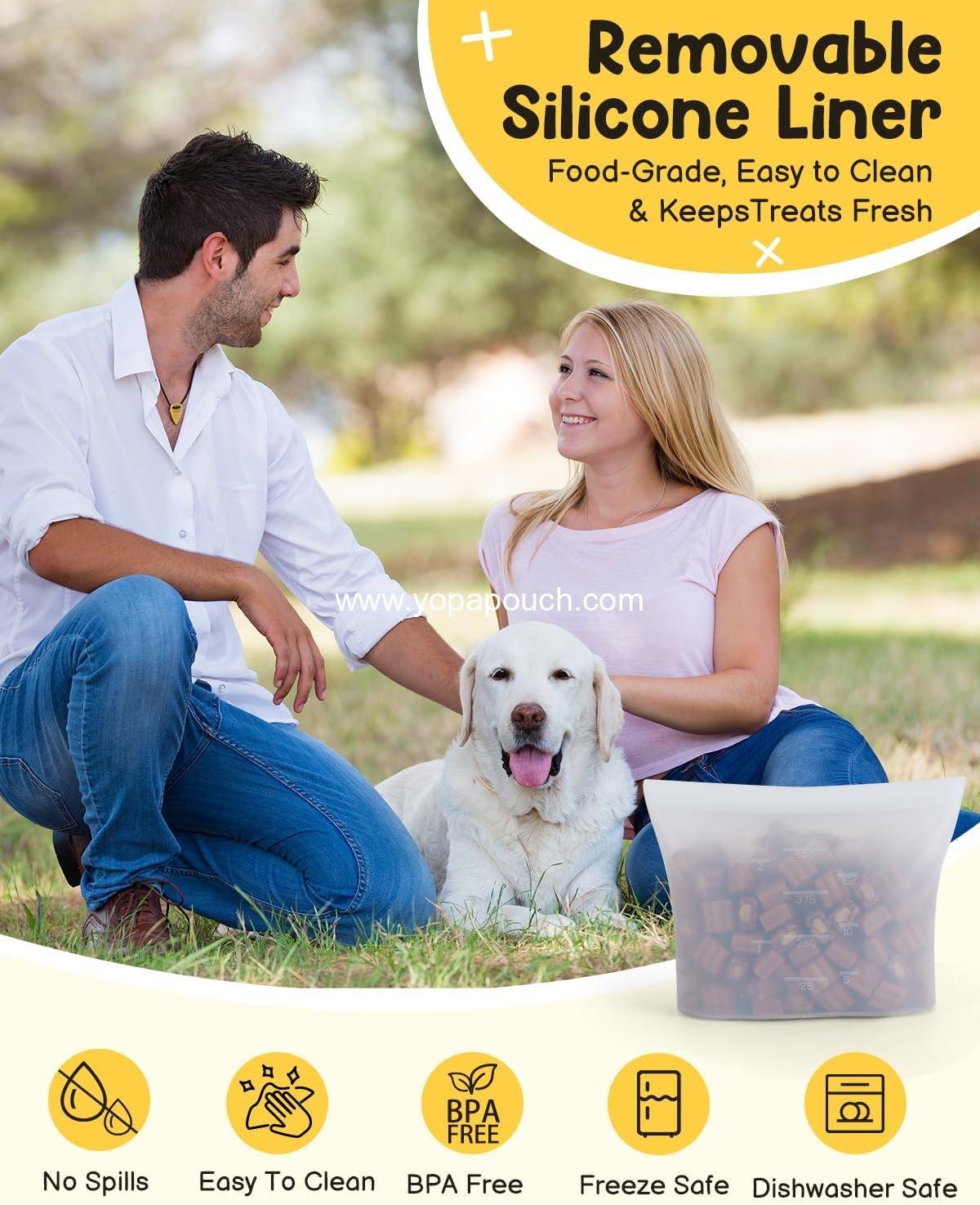 Wholesale Dog Treat Pouches for Pet Training, 2-Cup Bag with Silicone Liner, Magnetic Closure, Built-in Poop Dispenser, Waist Belt Clip, 3-Way Wear for Puppy Training and Daily Walks Supplier