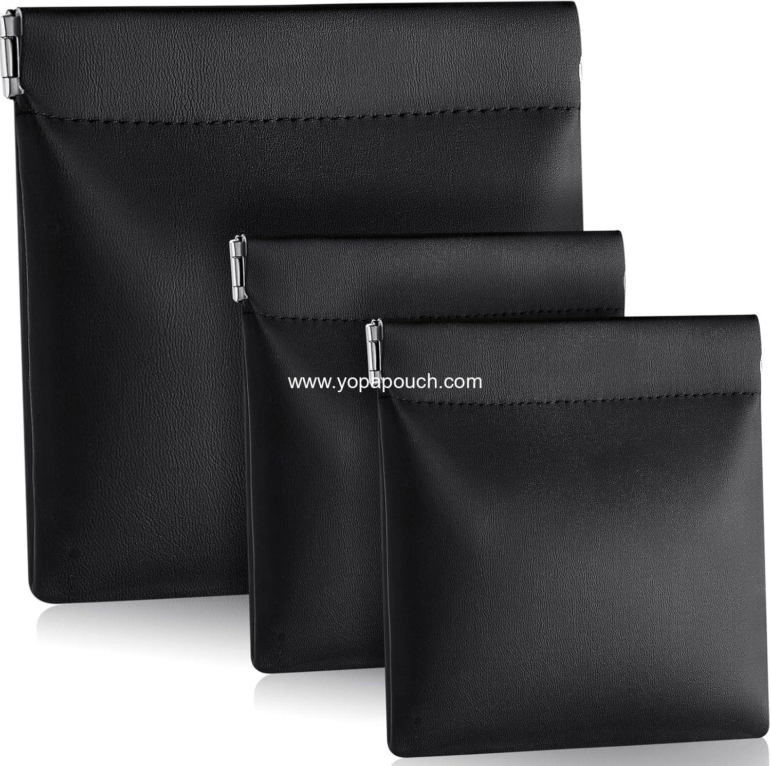 OEM 3 Pcs PU Leather Coin Purse Black Change Holder No Zipper Self Closing Pouch for Men, 2 Sizes – Supplier