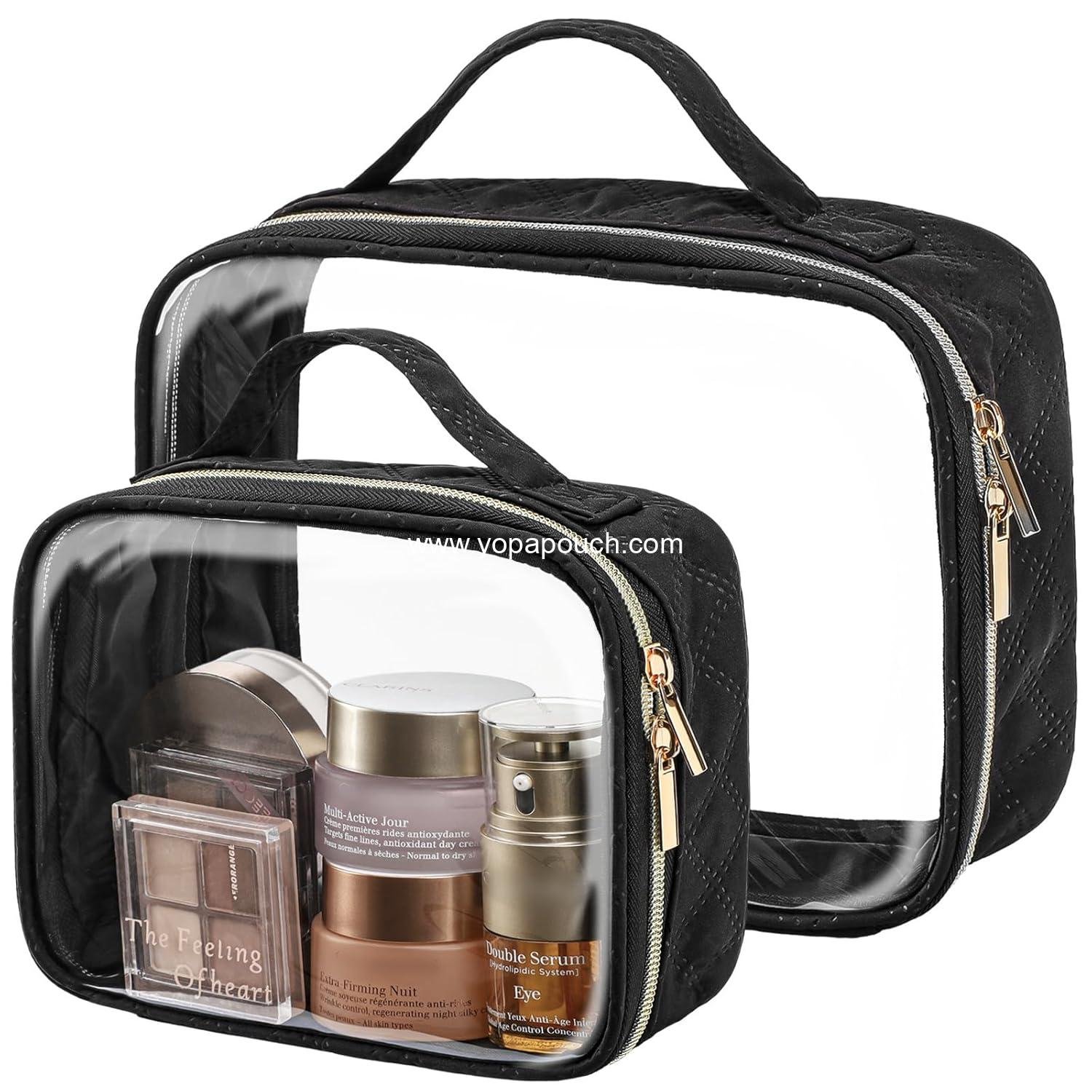 OEM Clear Makeup Bag - TSA Approved Toiletry Bag with Handle, Large Opening Clear Toiletry Bag for Travel Essentials, Black Supplier
