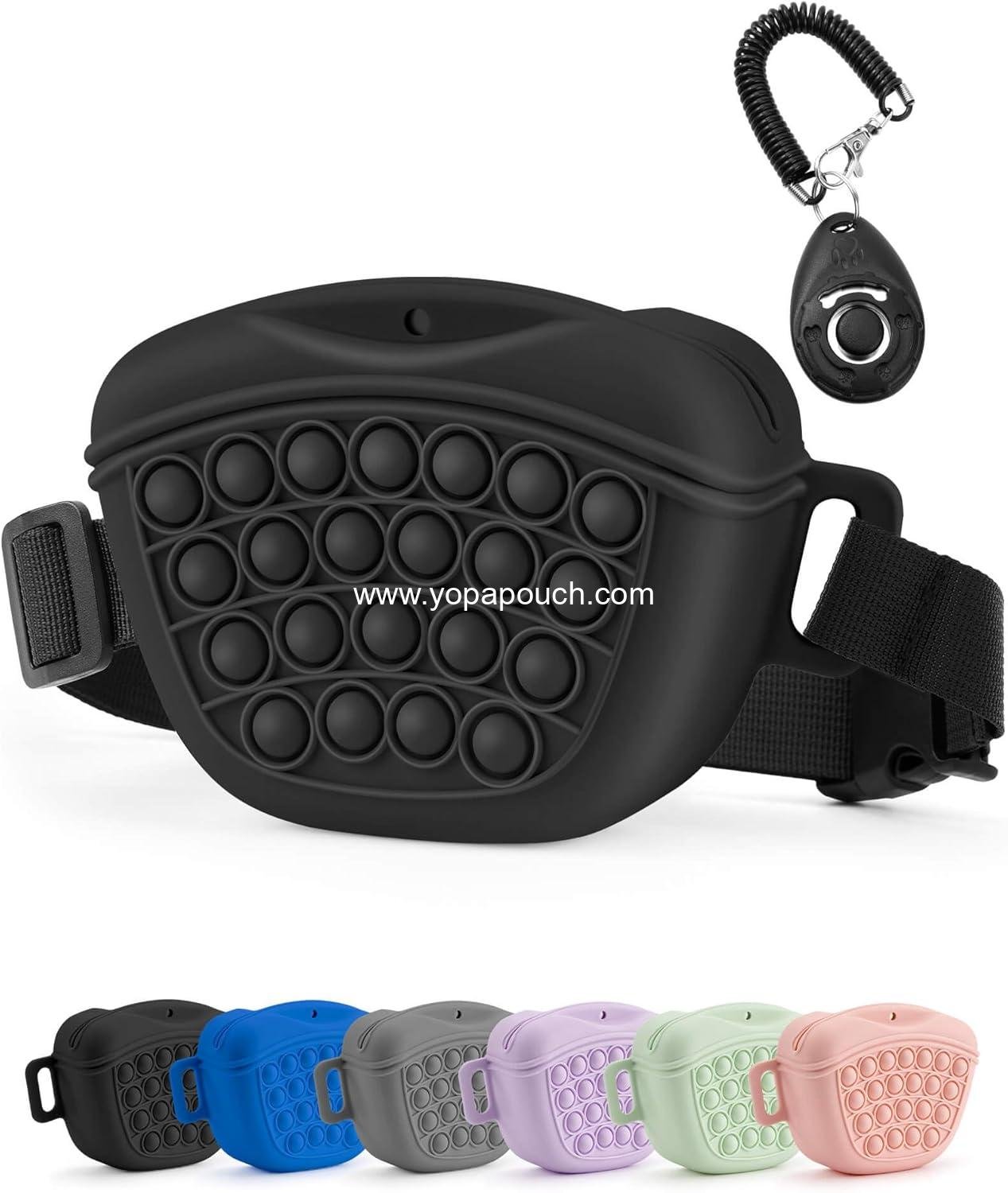 OEM Dog Treat Pouch with Training Clicker 2.0 - Upgraded Magnetic Closure, 1.67 Cup Silicone Fanny Pack with Waist Belt for Pet Training and Walking (Black) Supplier