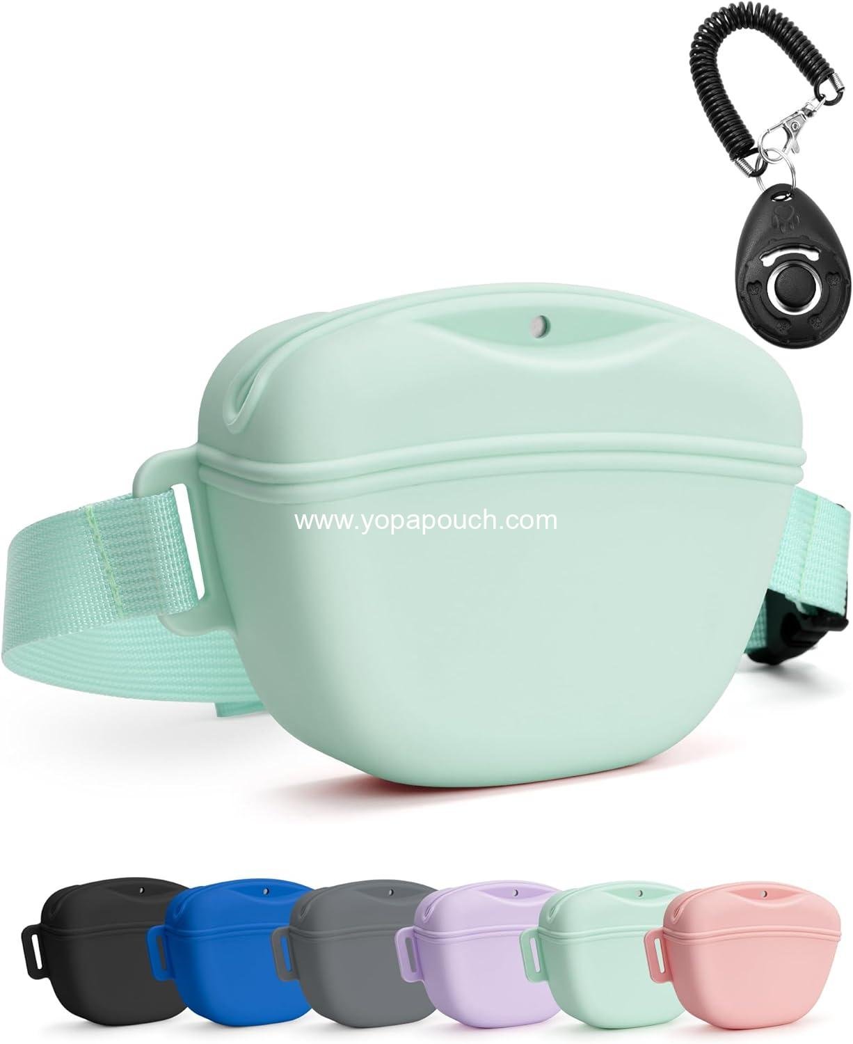 OEM Dog Treat Pouch with Training Clicker, Strong Magnetic Closure to Prevent Spills, 1.67 Cup Silicone Fanny Pack with Waist Belt for Pet Training and Walking (Green) Supplier