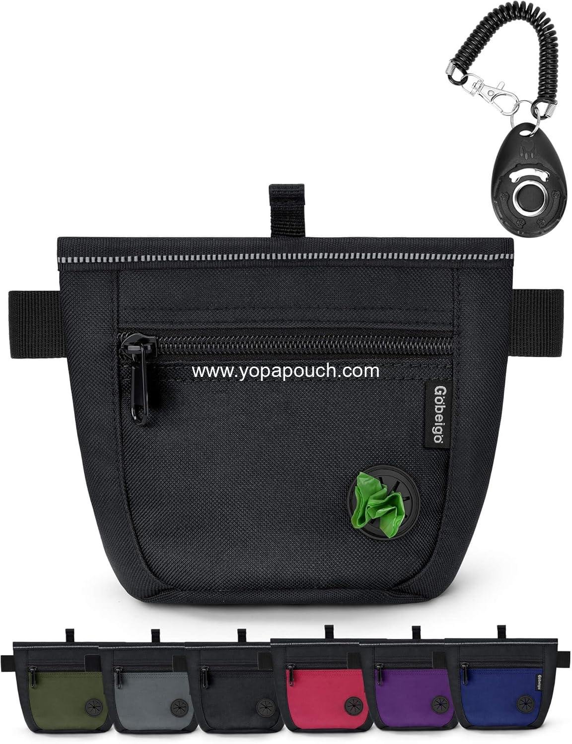 OEM Dog Treat Pouch with Training Clicker, Upgraded Magnetic Closure to Prevent Spills, 2 Cup Capacity, Poop Bag Dispenser, Metal Clip Waist Belt Fanny Pack for Pet Walk (Black) Supplier