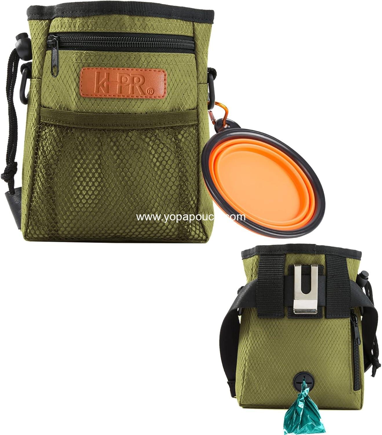 OEM Dog Treat Training Pouch with Built-in Poop Bag Dispenser, 3 Wearable Styles, Foldable Silicone Bowl, for Kibble and Treats (Army Green) Supplier OEM Dog Treat Training Pouch with Built-in Poop Bag Dispenser, 3 Wearable Styles, Foldable Silicone Bowl, for Kibble and Treats (Army Green) Supplier