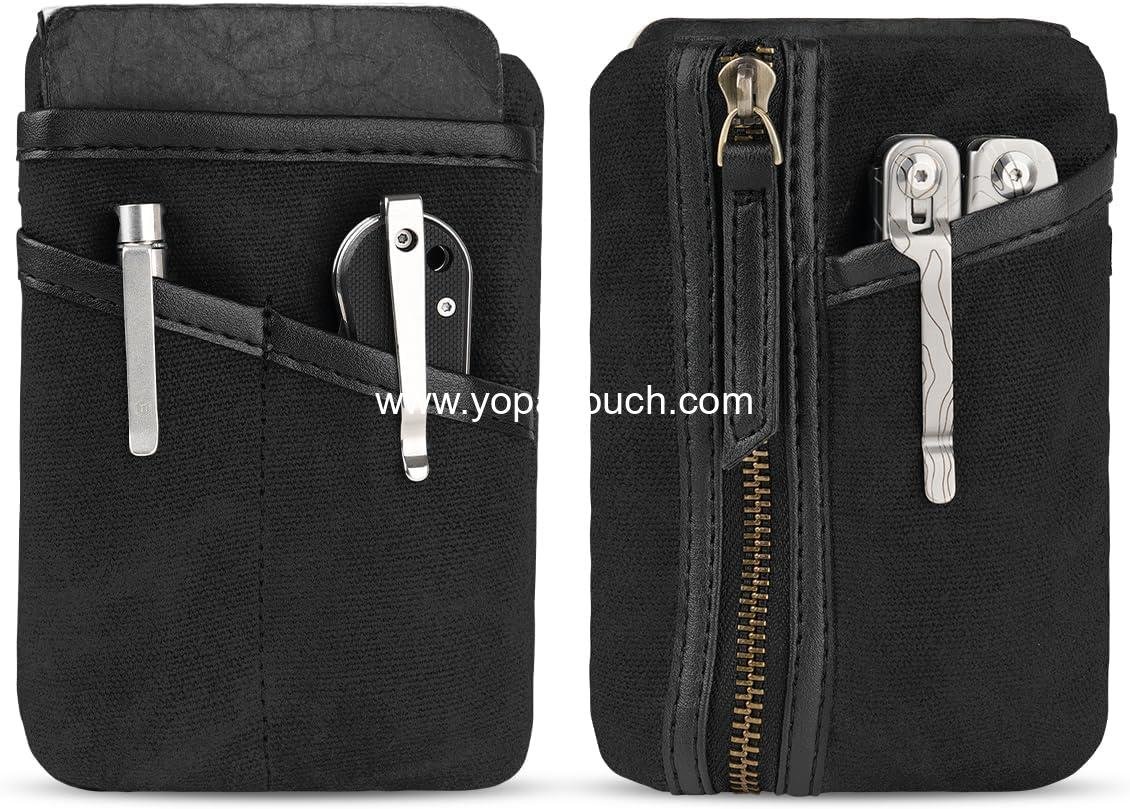 OEM Small Waxed Canvas EDC Organizer Pouch for Men - Pocket Organizer for Coins, Phone, Multitool, Flashlight, EDC Gear - Wholesale Supplier