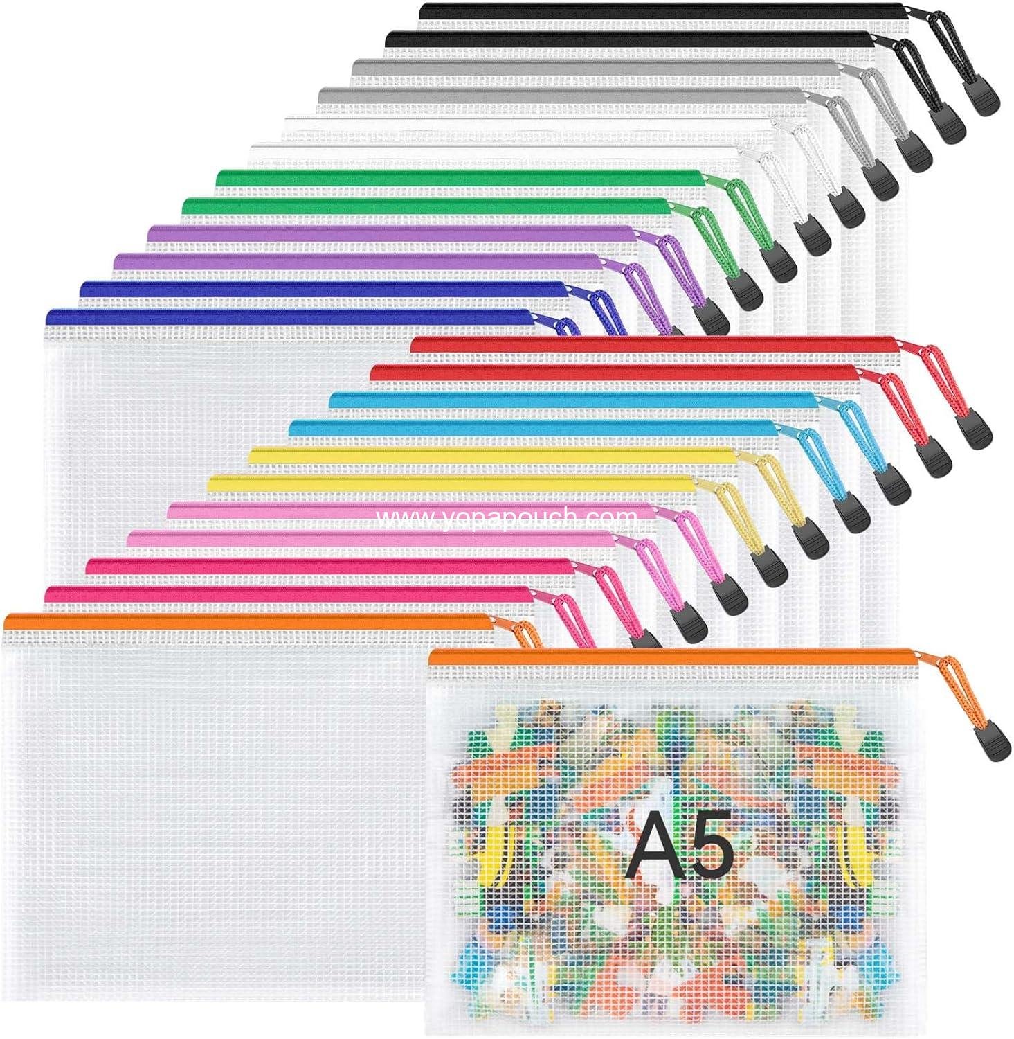 Wholesale 24 Pack Small Zipper Pouch - 12 Colors, 9.5