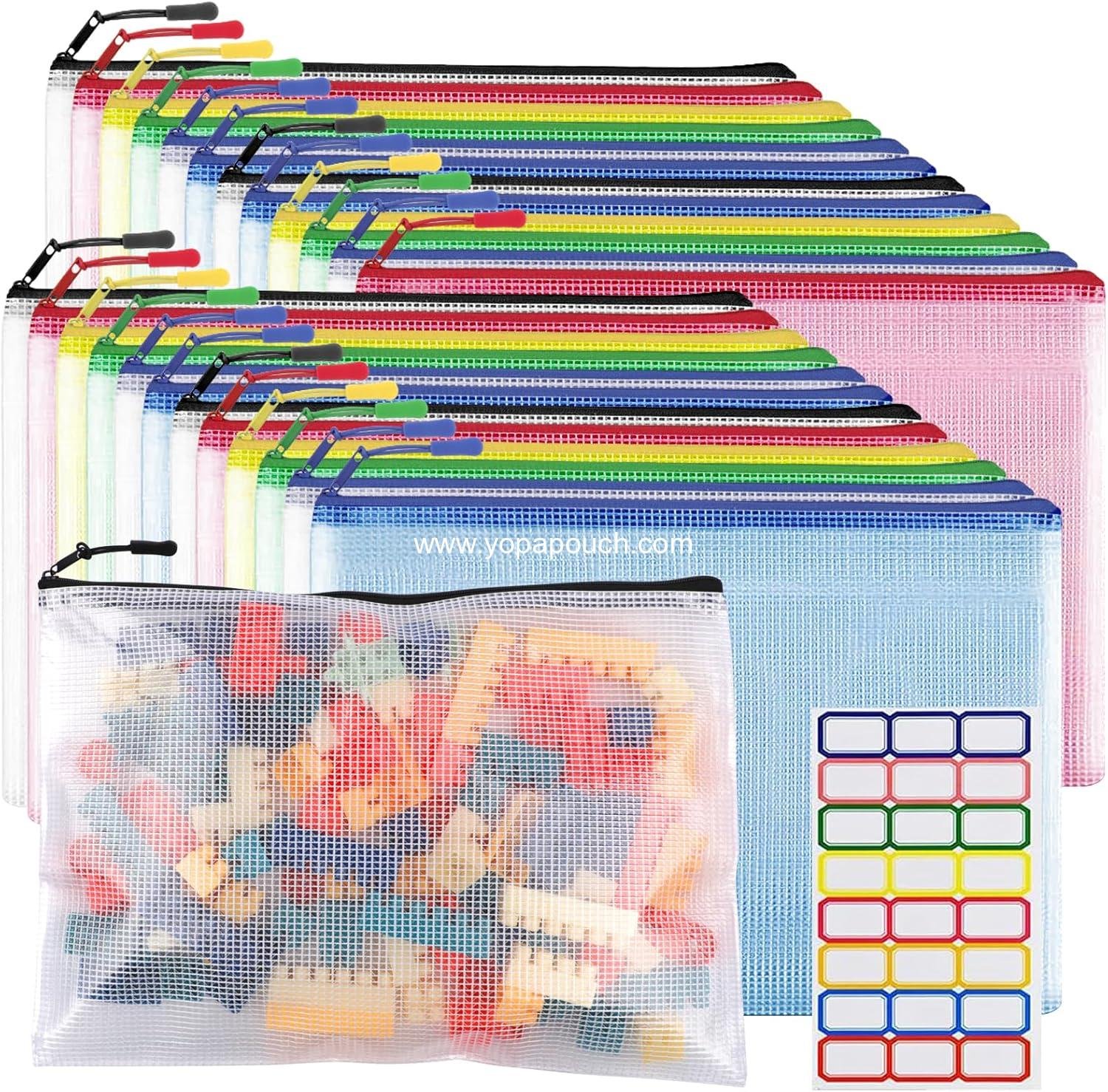 Wholesale 24pcs Mesh Zipper Pouch Bags A4 for Classroom Organization, Board Game & Puzzle Storage, Toys, Cosmetics, and Travel File Bags - Supplier