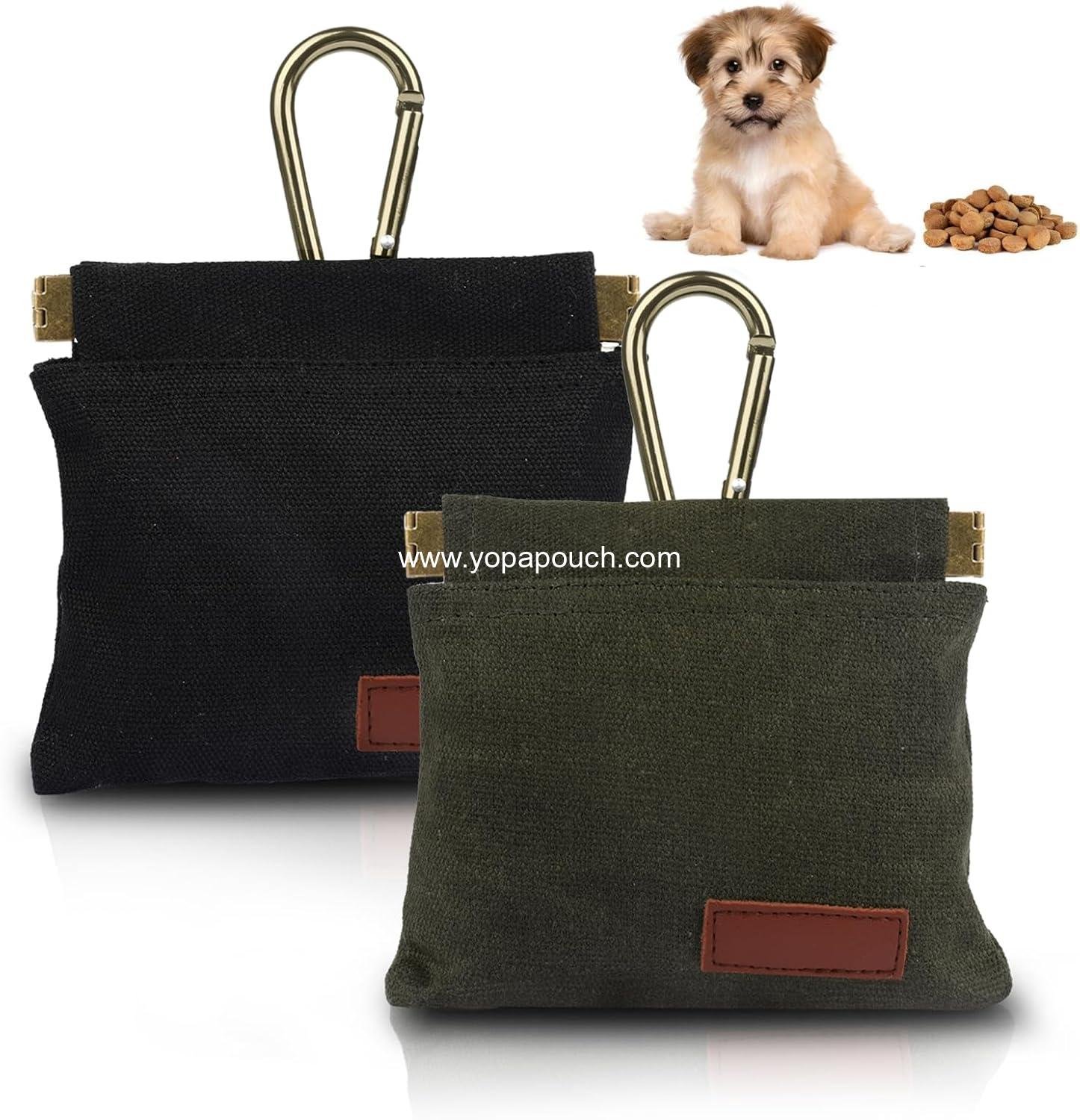 Wholesale 2Pcs Dog Treat Pouches for Pet Training, Hands-Free Puppy Treat Bag with Carabiner, Portable Auto-Closing Dog Walking Bag for Travel or Outdoor Use, Pet Snack Reward Pocket - Black, Green, Supplier