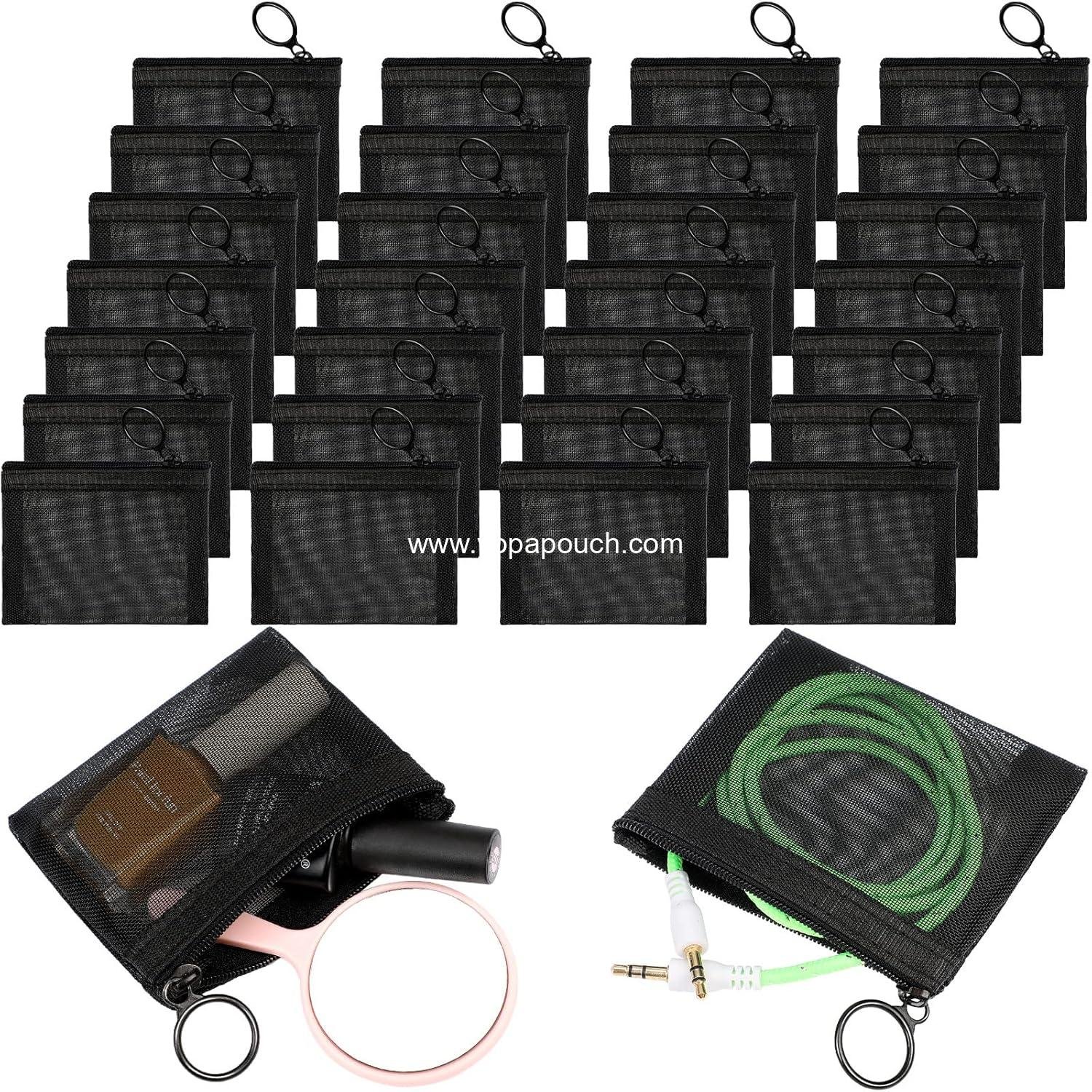 Wholesale 30 Mini Zipper Mesh Bags - Nylon Small Pouches for Travel, Home, Makeup, and Coin Storage (4 x 3 Inches, Black) - Supplier