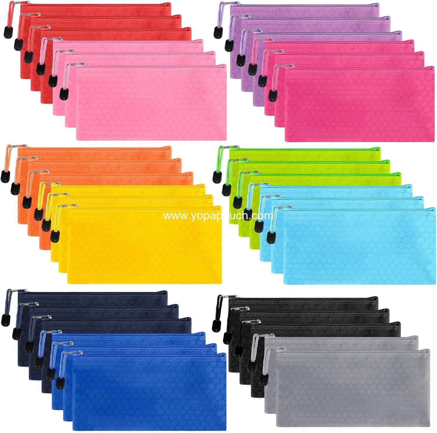 Wholesale 35pcs Water Resistant Zipper Pouches, Small Pencil Cases for Office, School Supplies, and Travel Accessories in 12 Colors - Supplier