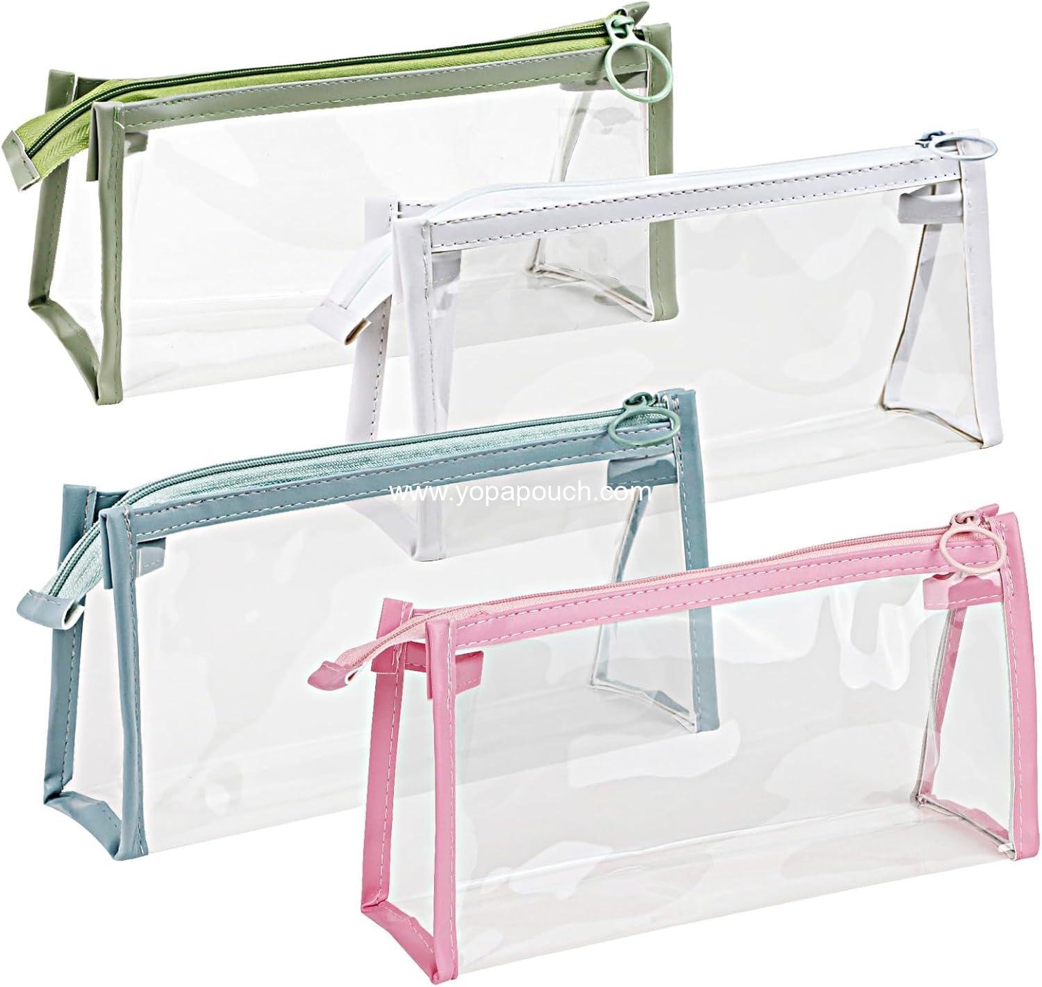 Wholesale 4 PCS Clear Pencil Cases Pen Pouch with Zipper, Exam Storage Bag, Travel Cosmetic Makeup Organizer, Stationery Toiletries Bag for Students Adults Teens Supplier