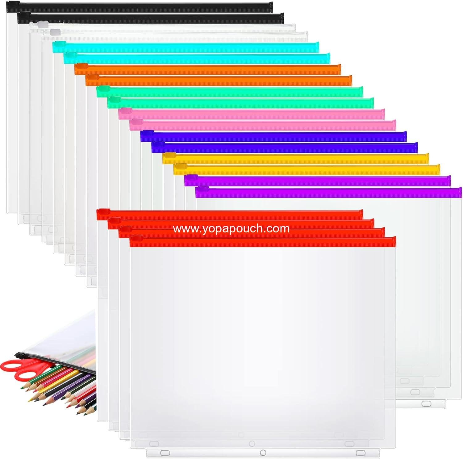 Wholesale 40 Pieces 3 Hole Zipper Pouch A4 Binder Pockets Waterproof PVC Document Filing Bags (Colorful) - Supplier