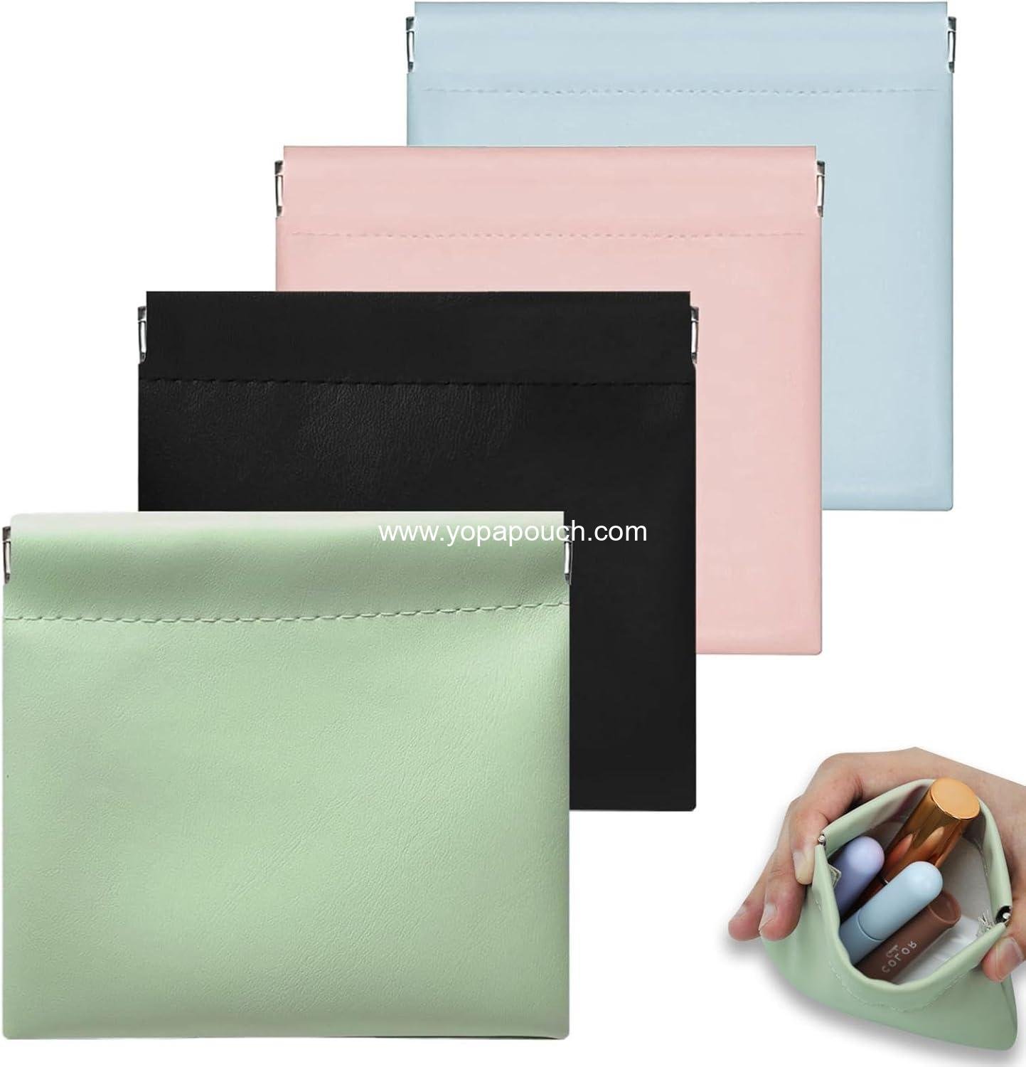 Wholesale 4Pcs Small Waterproof Makeup Bag Portable Cosmetic Pouch for Women Zipperless Self-Closing Coin Purse Snap Closure Mini Organizer for Purse Essentials Supplier