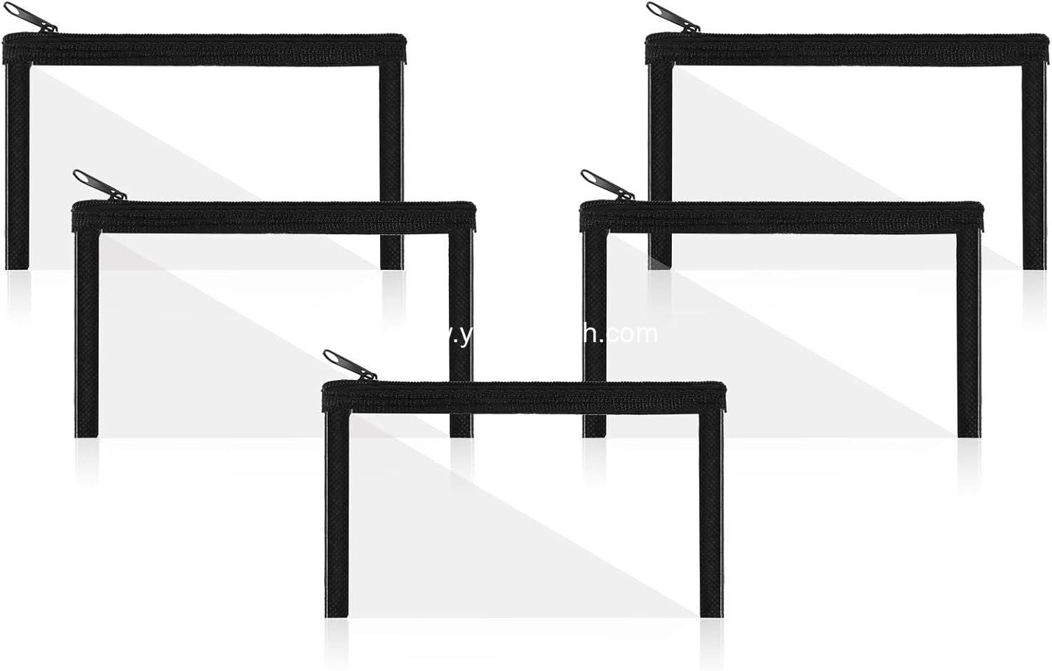 Wholesale 5 Pcs Small Clear Makeup Pouches Waterproof Cosmetic Bags with Zipper Portable Travel Organizer Kit for Purse Lipstick Bathroom Vacation Organizing (Black) Supplier