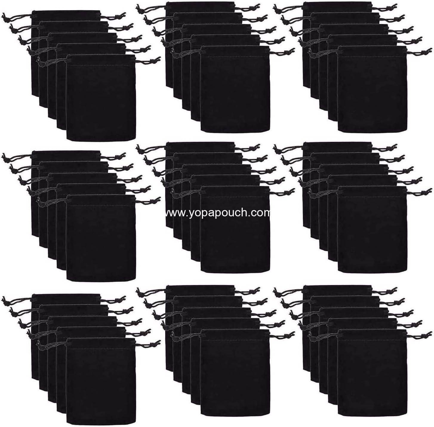Wholesale 50pcs Velvet Double Drawstring Bags for Jewelry, Bracelets, Headphones, Beads, Spices, and Gift Bags (Black) - Supplier