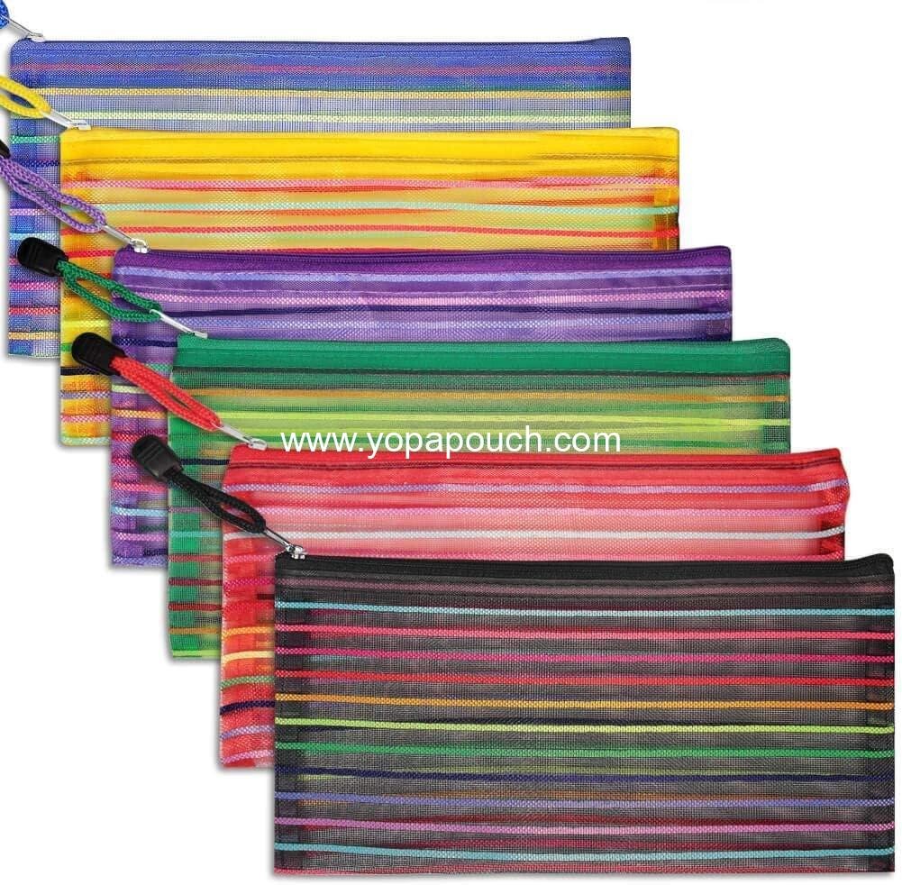 Wholesale 6 Pcs Pencil Pouch Plastic Zipper Mesh Bag for Office Pens and Cosmetics - Supplier