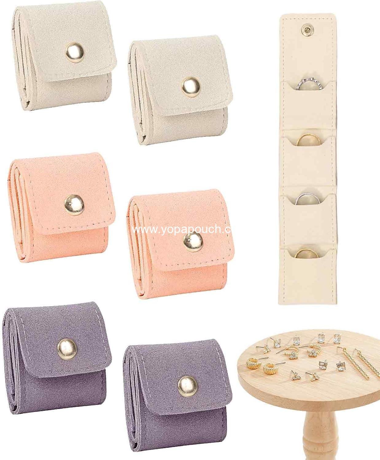 Wholesale 6PCS Mini Jewelry Travel Pouch, Foldable Jewelry Roll Bag with Buckle for Rings, Necklaces, and Earrings - Supplier