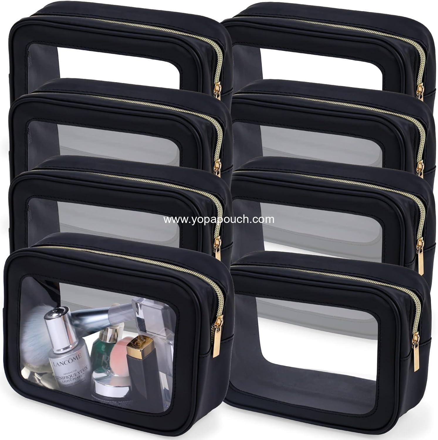 Wholesale 8 Packs TSA Approved Clear Toiletry Bags - Waterproof Quart Size Makeup Pouch with Zipper for Travel - Cosmetic Bags for Men and Women - Supplier