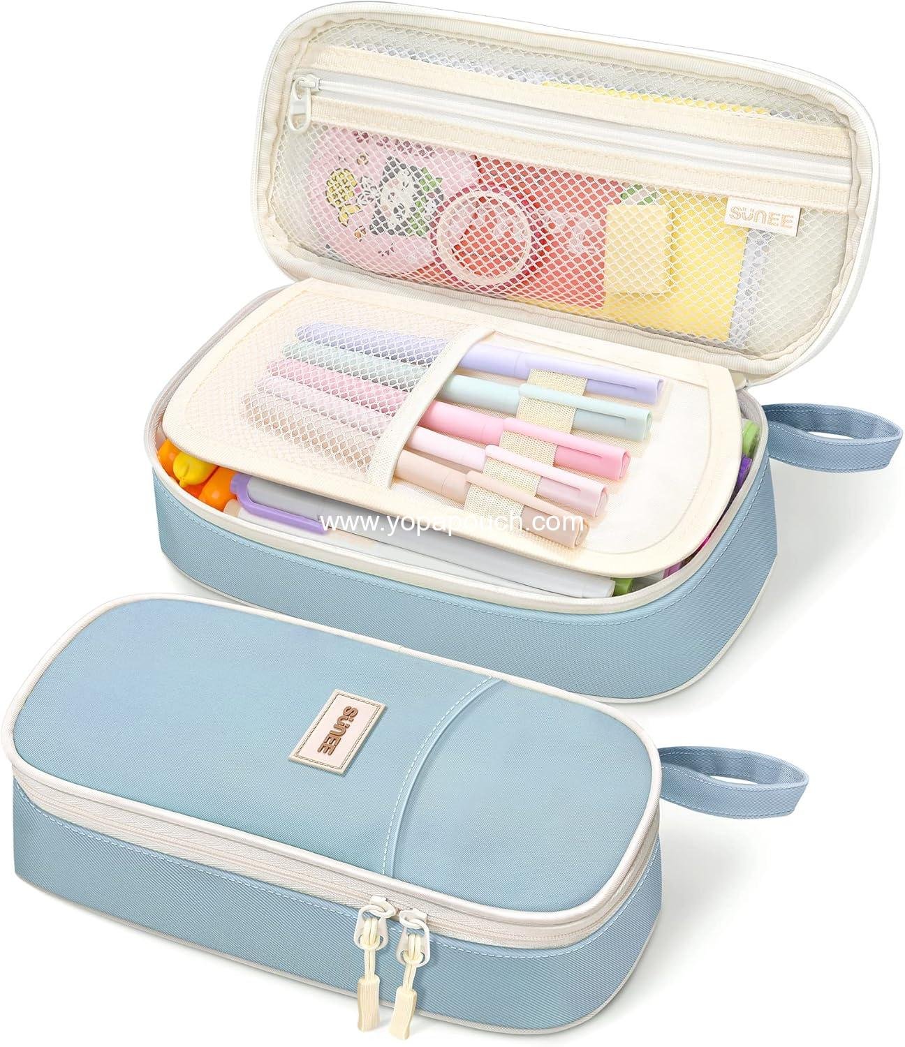 Wholesale Aesthetic Pencil Case, Colored Large Zipper Pouch, Kawaii Stationery Organizer for Teen and Adult Girls, School Supplies, Supplier