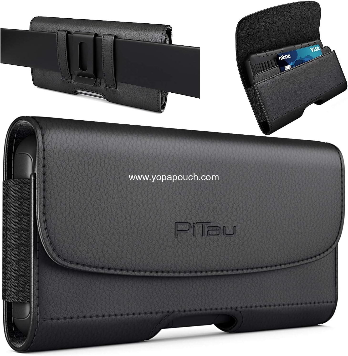 Wholesale Case for Large iPhone Plus, Pro Max 16 15 14 13 12 11, Samsung Galaxy S25+ S24+ S23+ S22+ S21+, Cell Phone Belt Holster Clip with ID Card Holder Pouch, Fits Otterbox Case - Black, Supplier