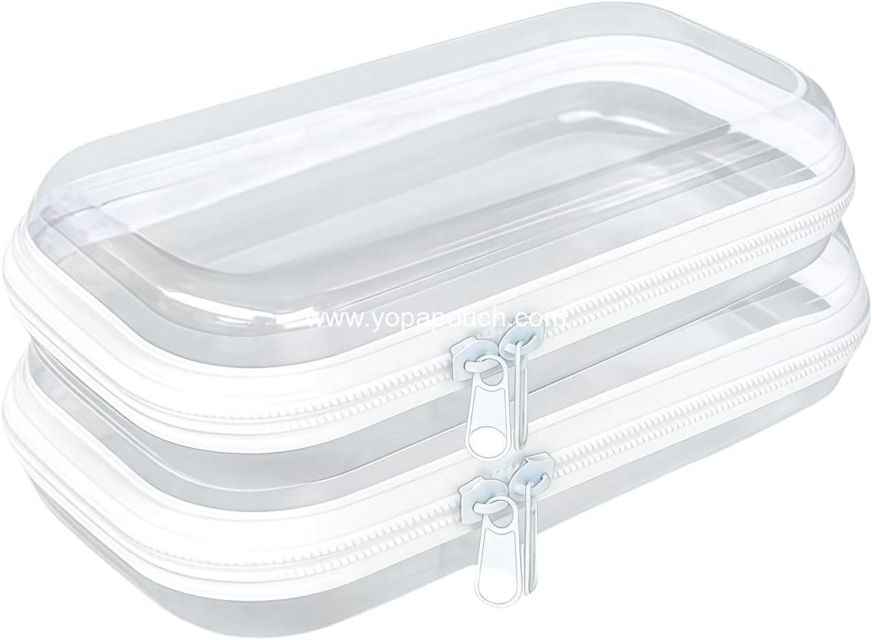 Wholesale Clear Hard Plastic Zipper Case - 2 Pcs, Professional-Grade Clear Zipper Pencil Case, Toiletry Pouch, Travel Organizer, Cosmetic Bag, Toy Storage Bins (Medium) - Supplier