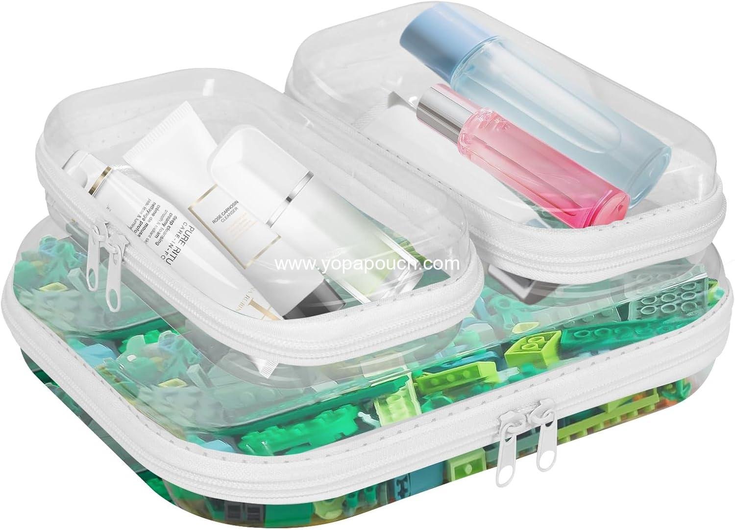 Wholesale Clear Hard Shell Zipper Cases (3 Packs), Plastic Hard Sided Storage Pouches, Clear Hardshell Pencil Cases for Diaper Bags and Organization 2 Small/1 Medium Supplier