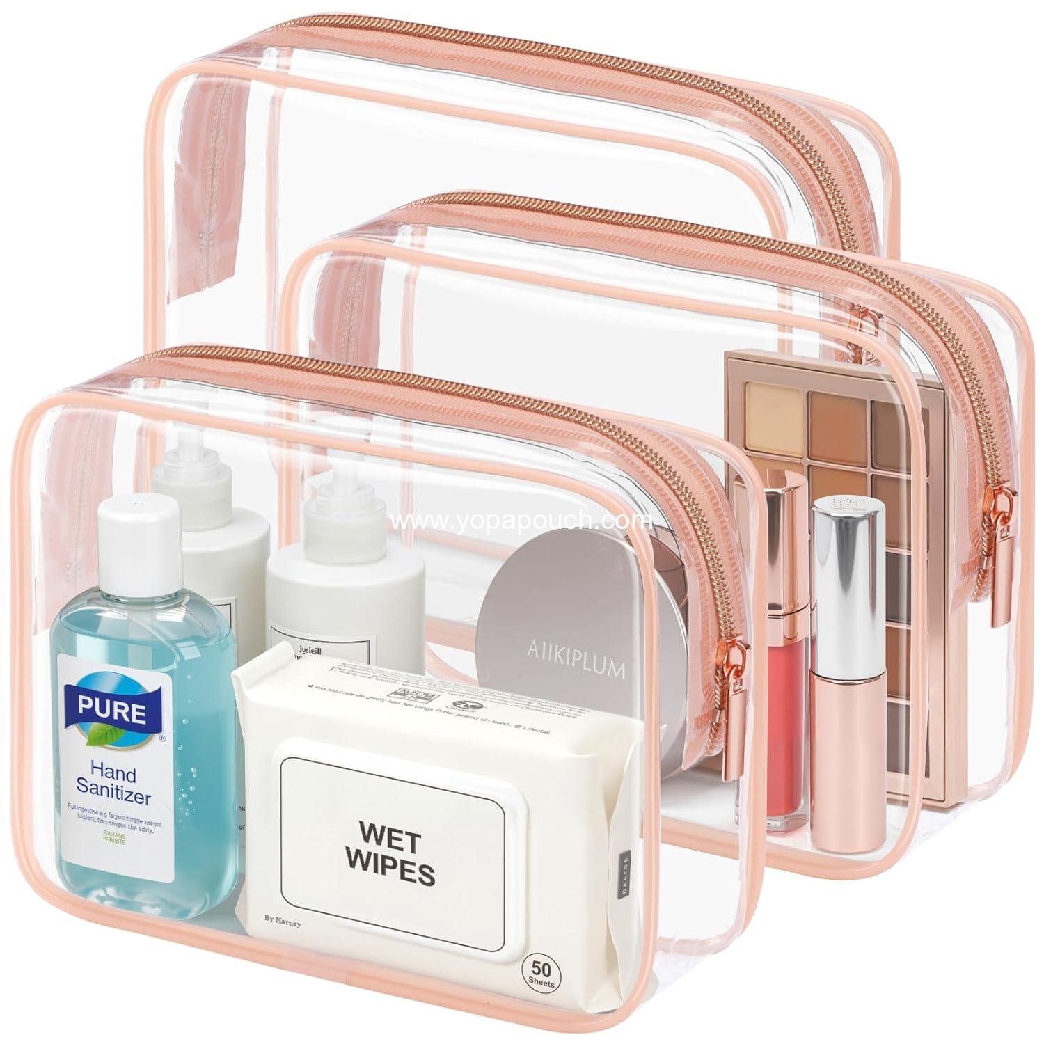 Wholesale Clear Makeup Bag - TSA Approved Toiletry Bag for Travel Size Essentials, Quart Size Carry-On Airport Compliant, Rose Pink (Age 12+) Supplier