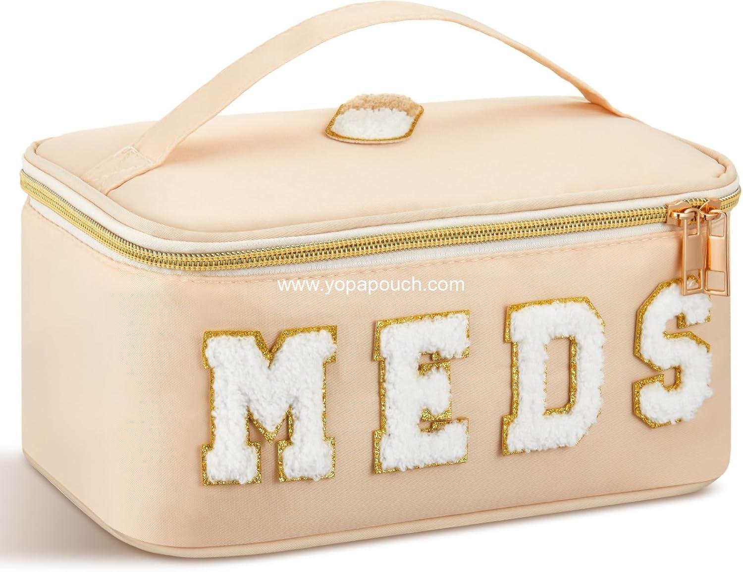 Wholesale Clear Makeup Bag with Chenille Letter - Travel Cosmetic Toiletry Case, Portable Zipper Storage for Women (Meds, Cream) - Factory