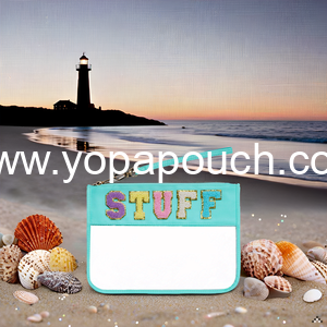 Wholesale Clear Makeup Letter Bag, Chenille Zip Pouch for Multi-purpose Use, Nylon Cosmetic Bag for Travel, Gym, Beach - Green-Stuff Supplier